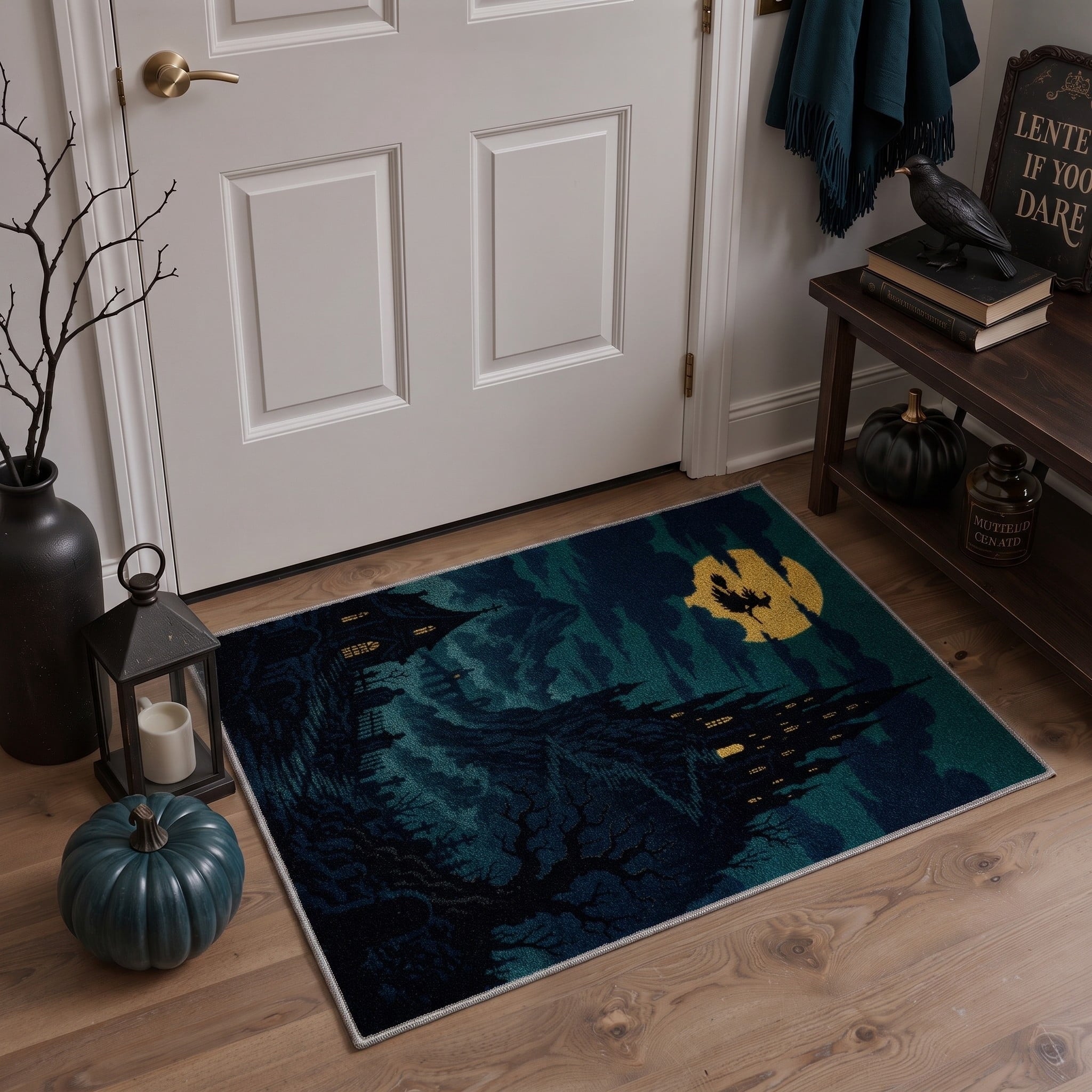 GENIMO 2'x3' Halloween Doormat, Washable Non Slip Soft Farmhouse Pumpkin Outdoor Door Mat for Front Door Covered Porch Patio Entryway, Smoky Amber