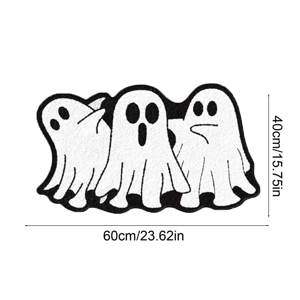 BingTong Cartoon Ghost Themed Fall Welcome Mat,Variety Spooky Adorable Ghost Shape Entryway Rug,Weather Resistant Low Profile Door Mat for Home Apartment Cafe Halloween Decoration Ghost F
