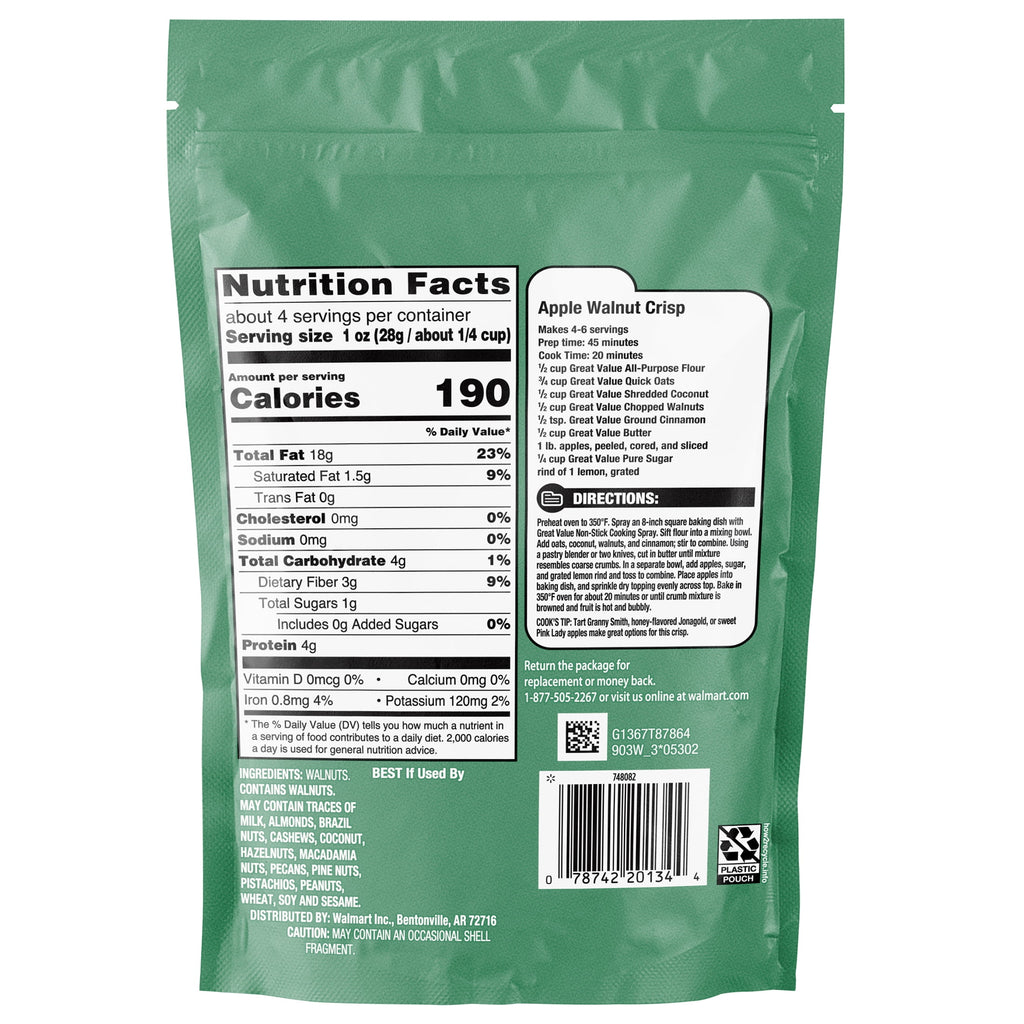 Great Value Chopped Walnuts, 4 oz