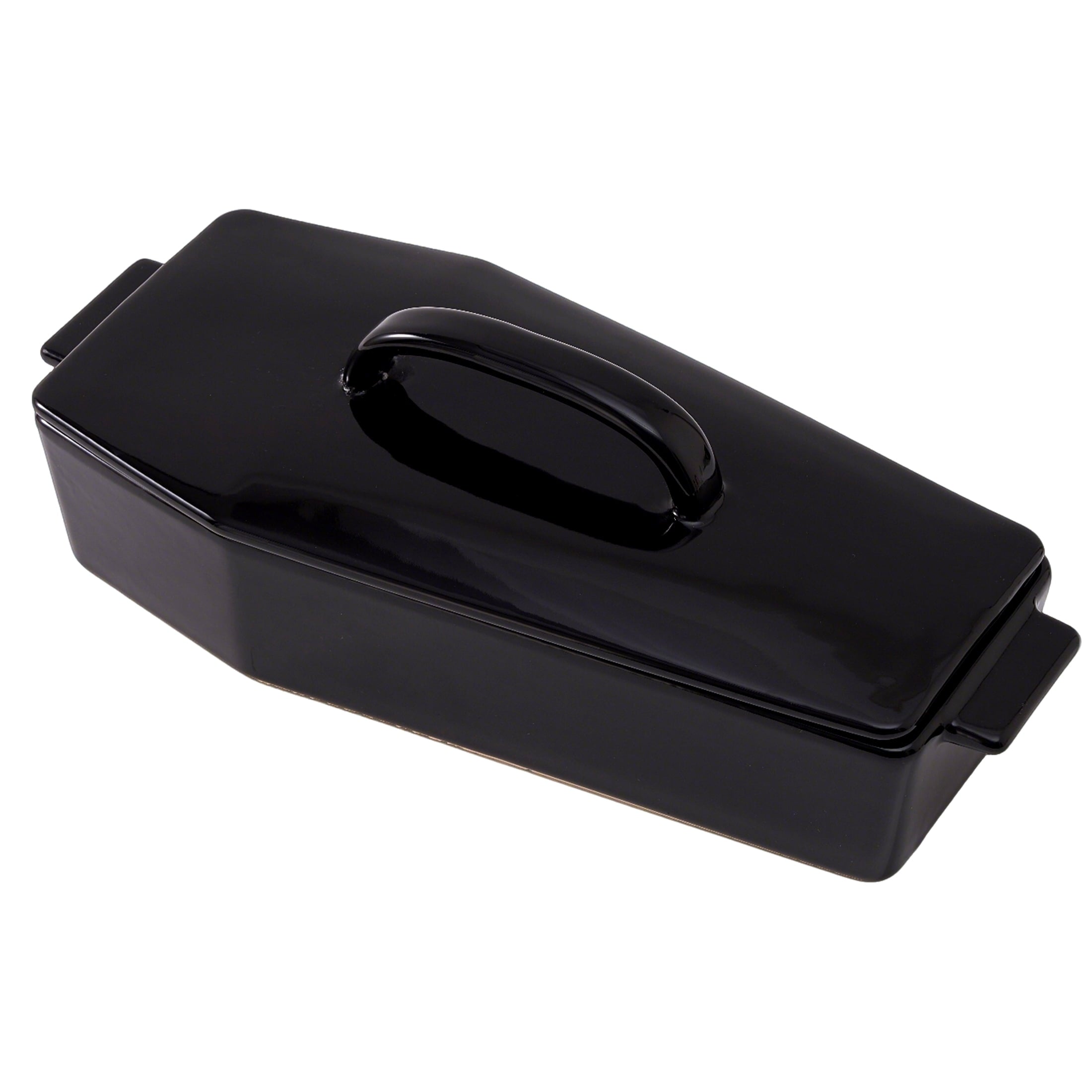 WTC Coffin Figural Stoneware Bake & Serve Dish With Lid, Ceramic Coffin Bake Pan with Cover