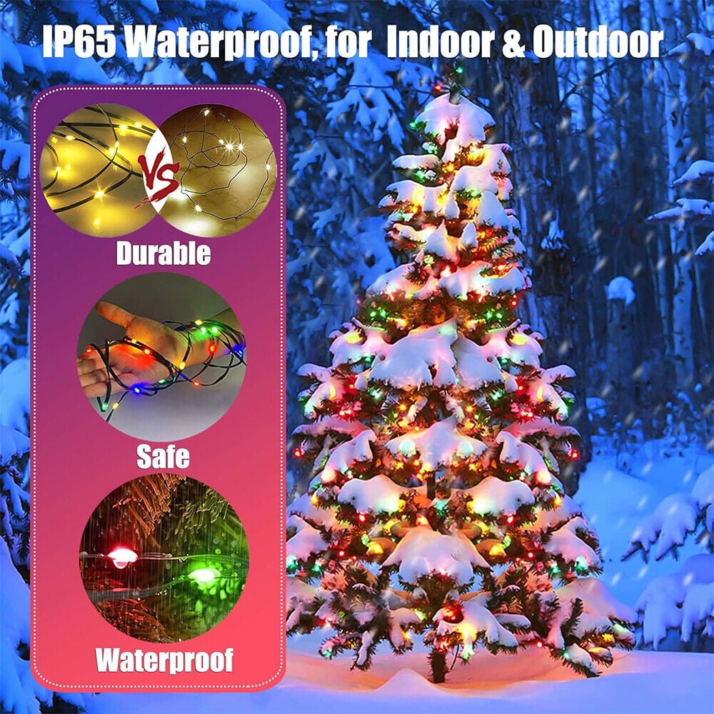 IC ICLOVER Christmas String Lights, 6.56FT x 200LEDs Waterfall String Lights, App Control with Remote, 10 Modes Christmas Tree Lights Waterproof for Indoor Outdoor Xmas Decorations