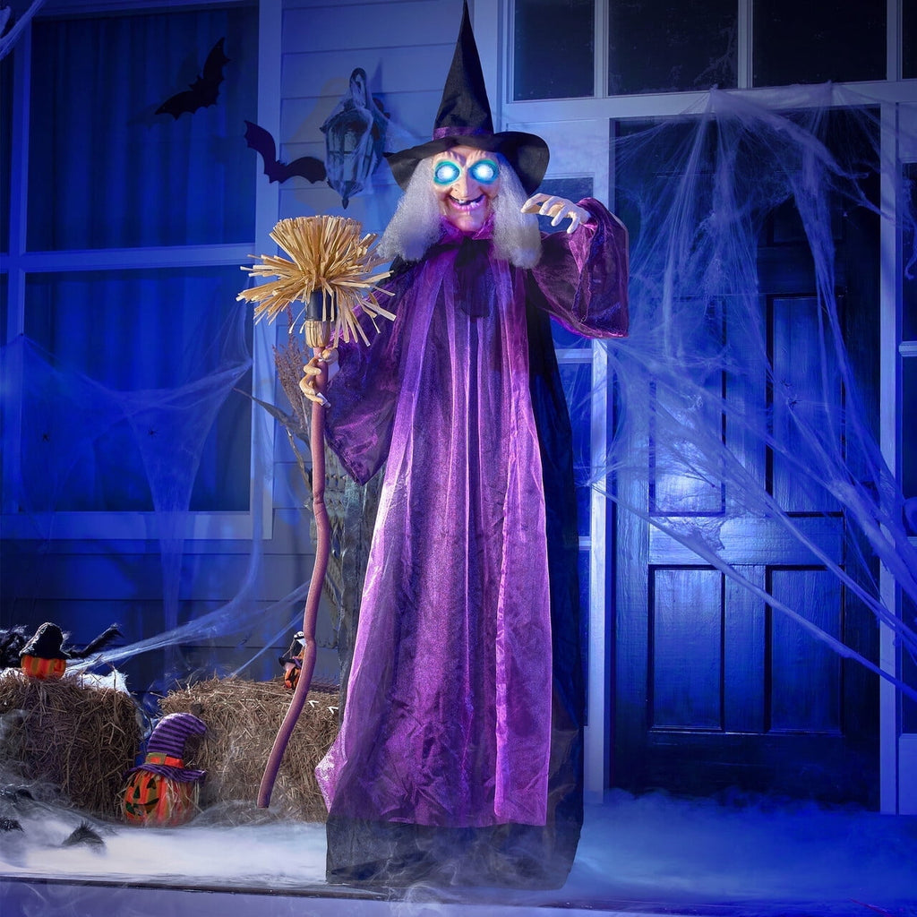Joyfy 62"Halloween Standing Hunchback Witch with Light, Animatronics Large Halloween Decorations Outdoor, Radar Motion Activated with Creepy Sound & Eyes and Moving Head for Yard Garden Haunted Hous