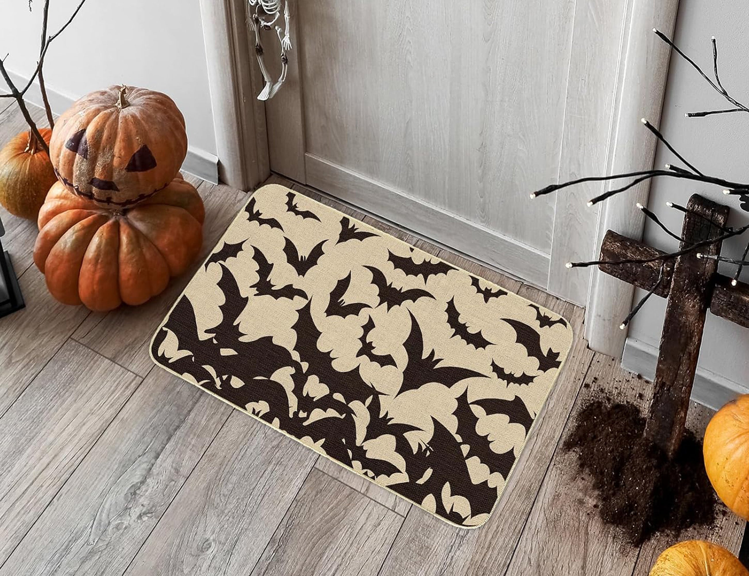 MYFLOCY Halloween Front Doormat 31x19 inch Indoor Outdoor Non Slip Floor Decoration ( Pumpkin Spooky )