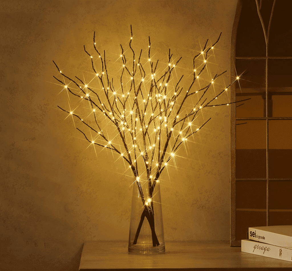 32-inch LED Fairy Light Branch with Timer Function - 50 Warm White LEDs, Battery-Operated Brown Branch, Suitable for Indoor/Outdoor Decorations, Perfect for Vases, Christmas, Parties, and Home Decor.