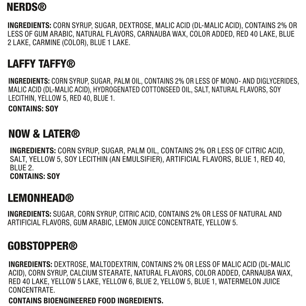 Nerds Classic Fun Halloween Trick-or-Treat Variety Bag, Laffy Taffy, Now and Later, Lemonhead, Gobstopper, and NERDS Original, 425 Pieces, 104.6 Ounces
