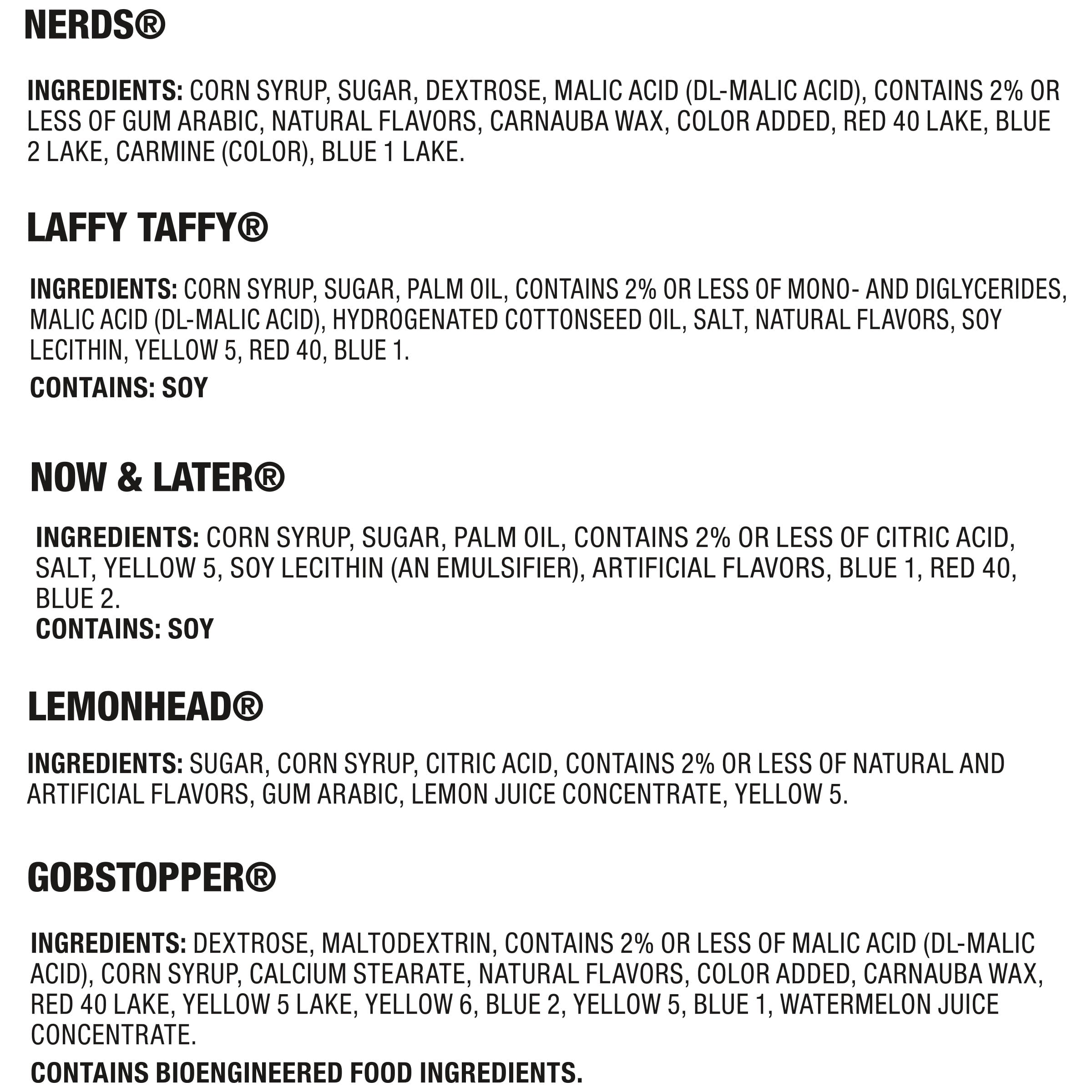Nerds Classic Fun Halloween Trick-or-Treat Variety Bag, Laffy Taffy, Now and Later, Lemonhead, Gobstopper, and NERDS Original, 425 Pieces, 104.6 Ounces