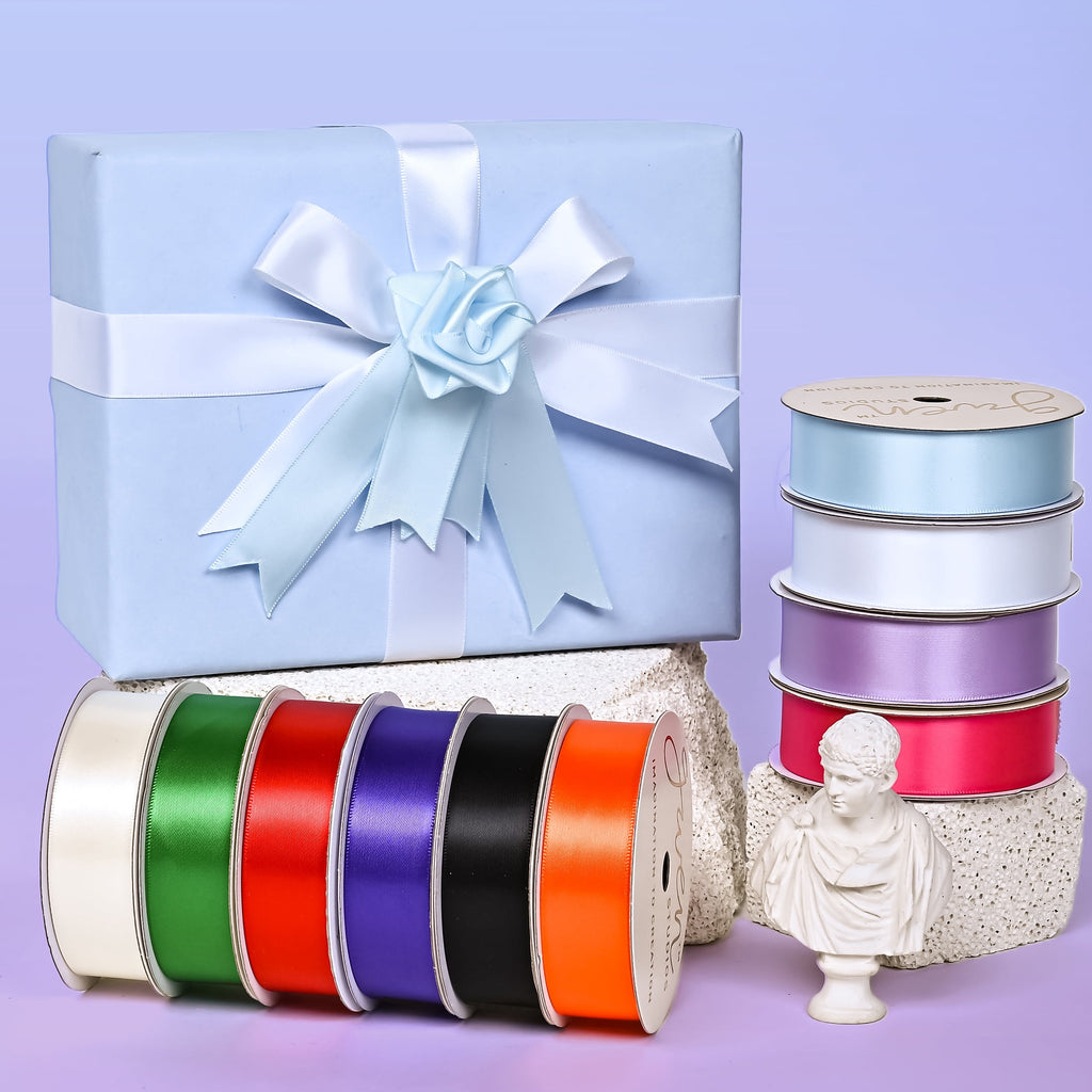 Gwen Studios 7/8" White Satin Ribbon, 7 Yards