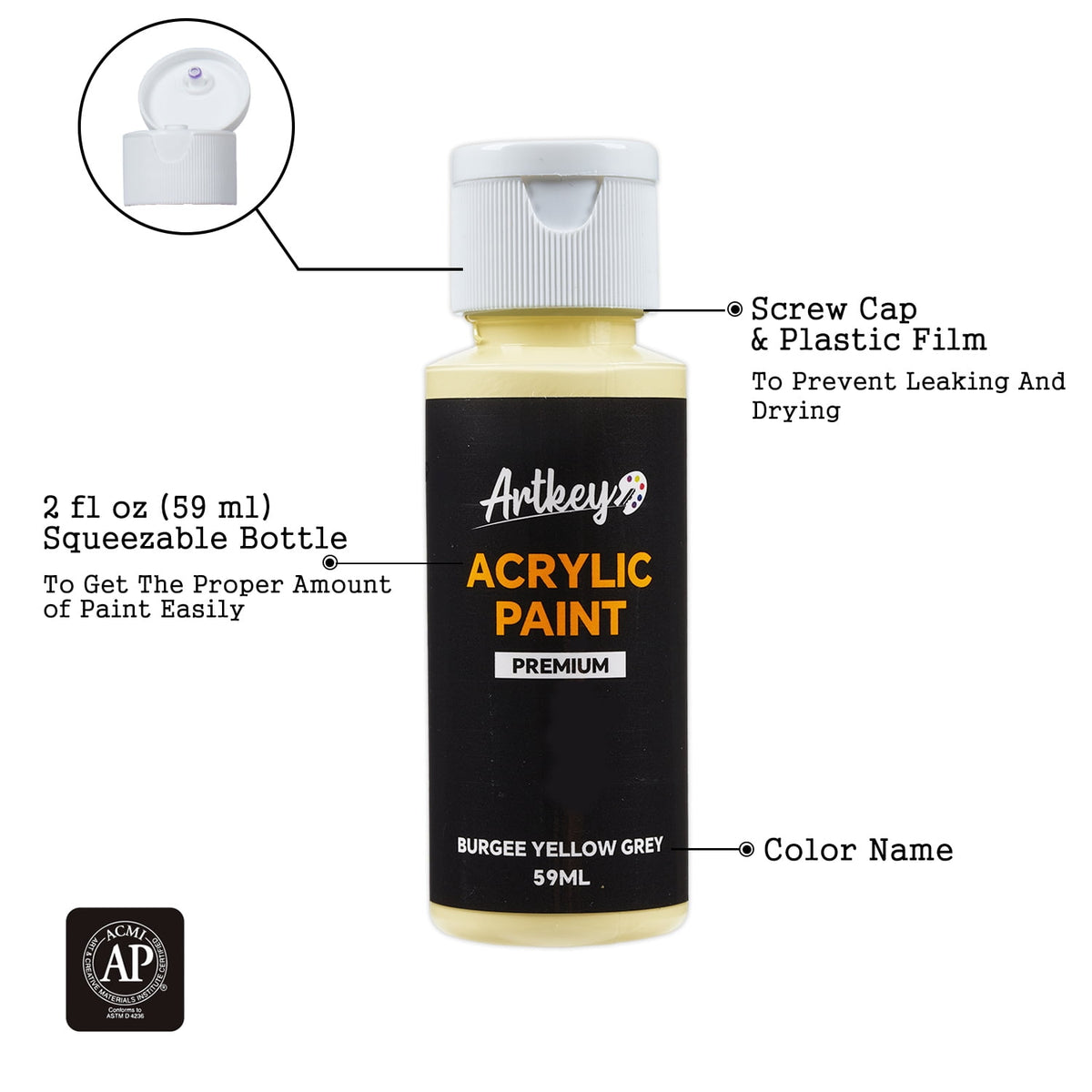 Artkey Acrylic Craft Paint Set, Festival, 24 Colors (2-Ounce)