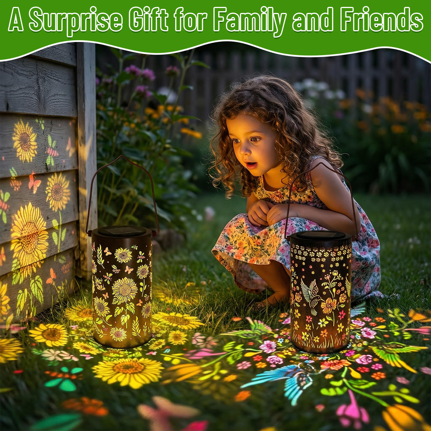 Colorful Solar Lanterns IP65 Outdoor Waterproof, Mother's Day Gifts for Women Mom Grandma - LED Colorful Sunflower Solar Lights Metal Hanging Lantern for Patio Yard Porch