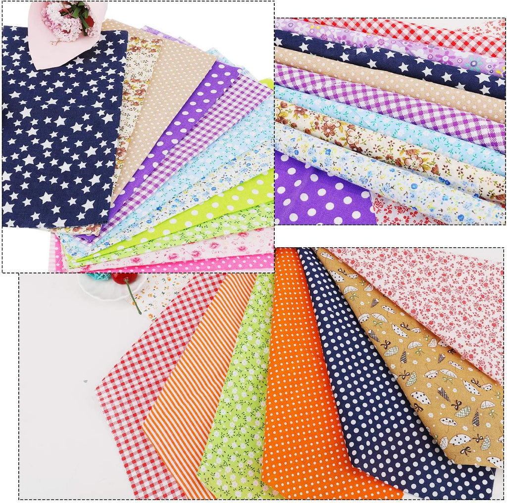 56PCS Cotton Craft Fabric Bundle, 10 inches Squares Sheets Patchwork, Sewing Quilting Craft Fabric, DIY Sewing Scrapbook Quilting Dot Stripe Fabric