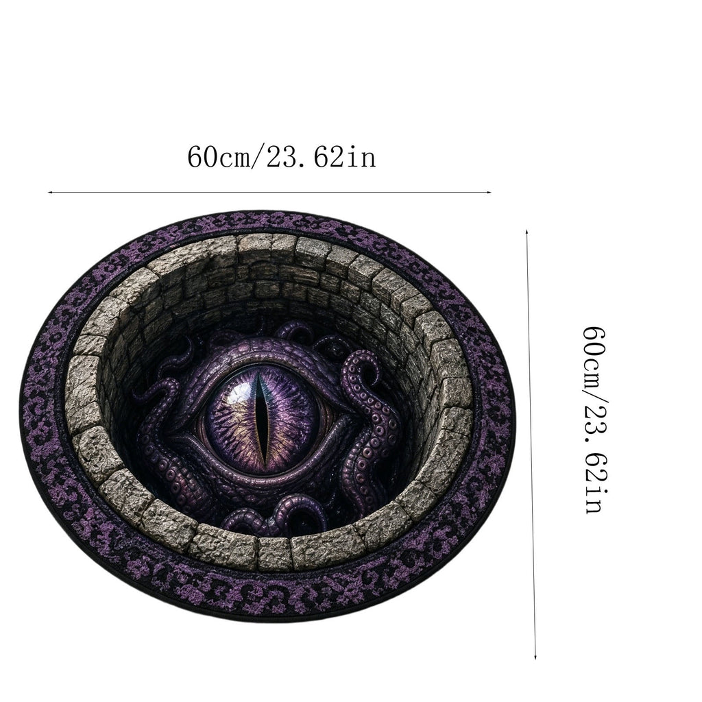 3D Illusion Halloween Round Mat,Funny Rug with Backing,Soft Visual Effect Door Mat for Living Room Indoor B