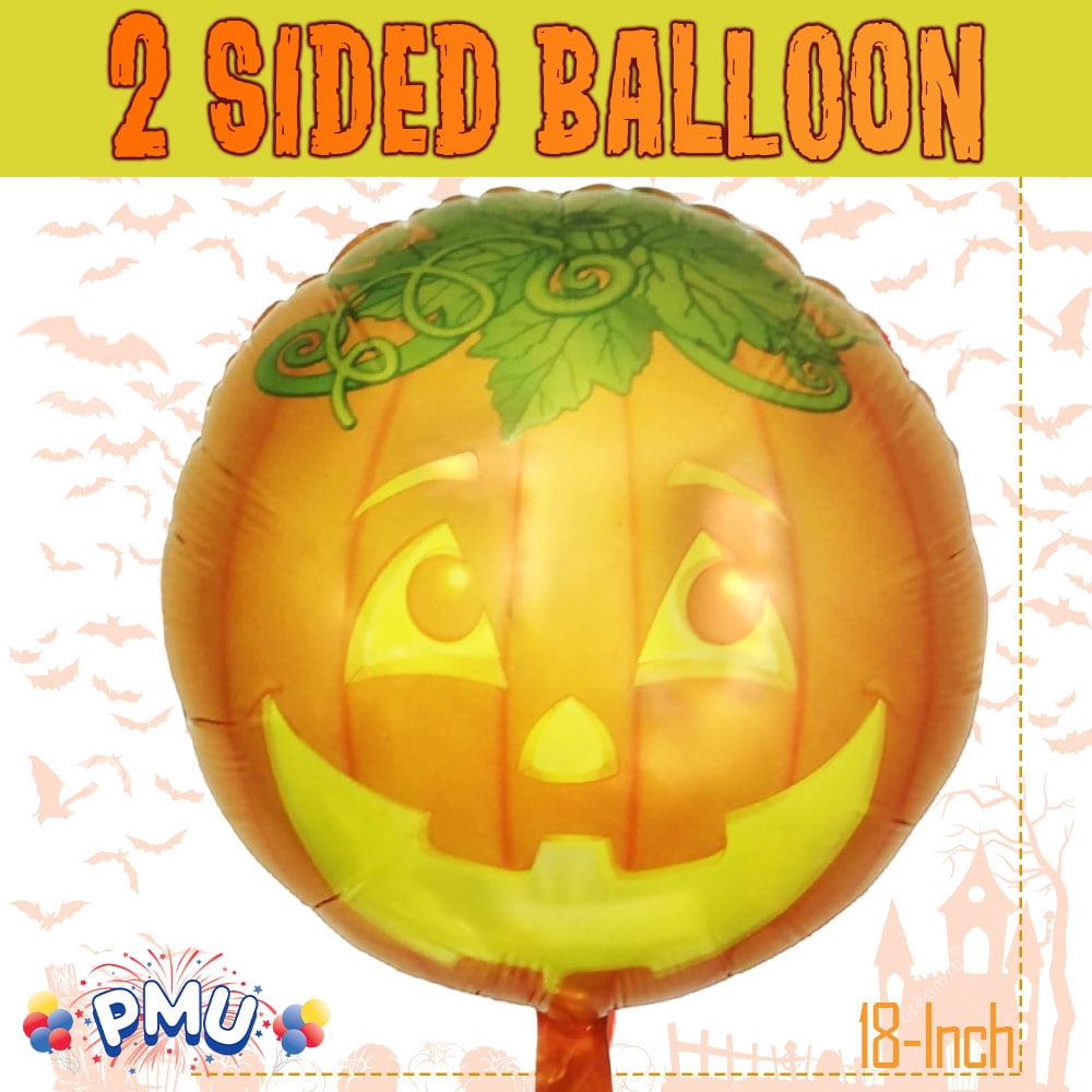 PMU Halloween Party Decoration "Happy Halloween" Jack Faces Aglow 18 Inch Mylar-Foil Balloon (1pkg) Pkg/1