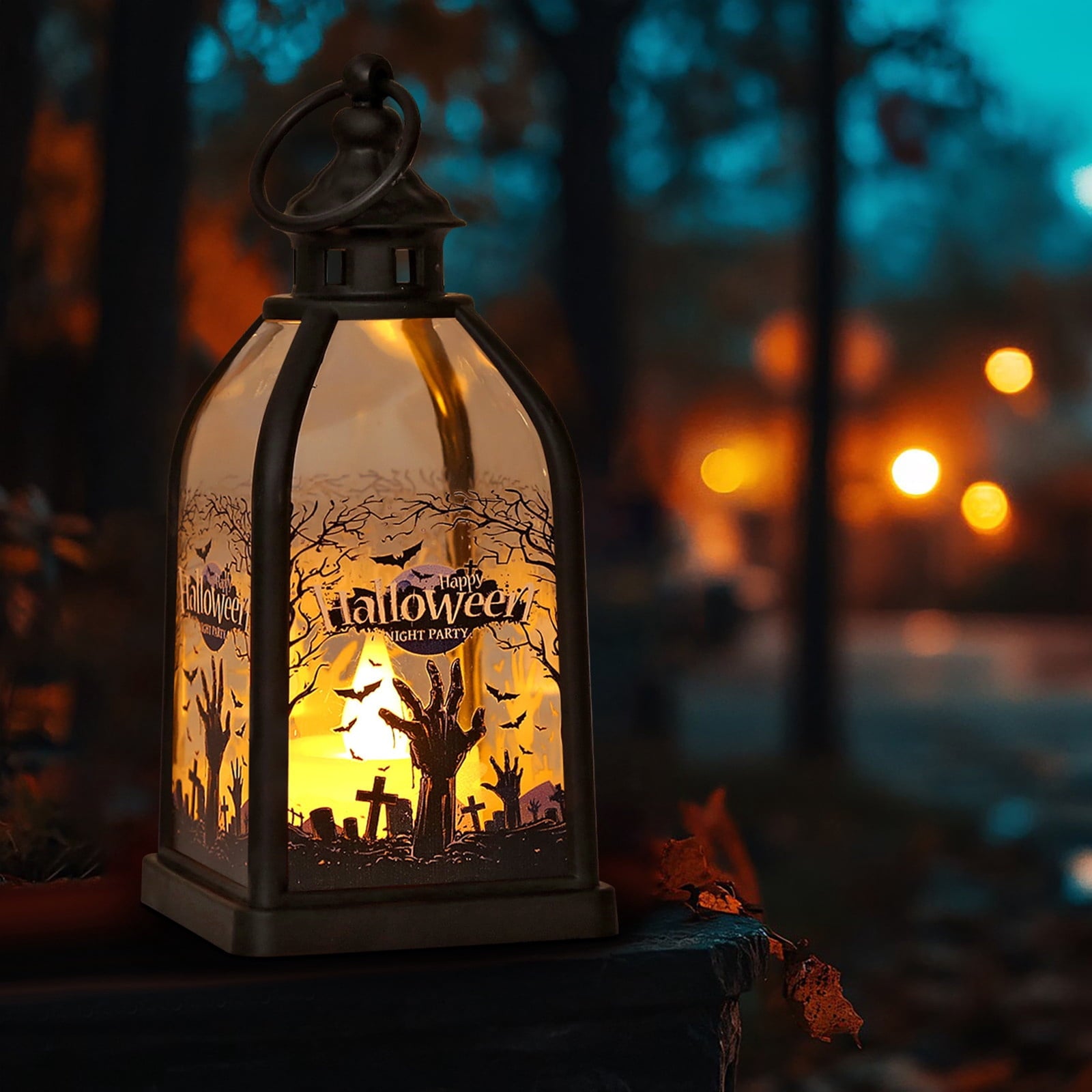 Halloween Decorations Indoor Candle Lantern With LED Lights Hanging Spooky Halloween Lanterns For Indoor Outdoor Home Room Door Party Decor