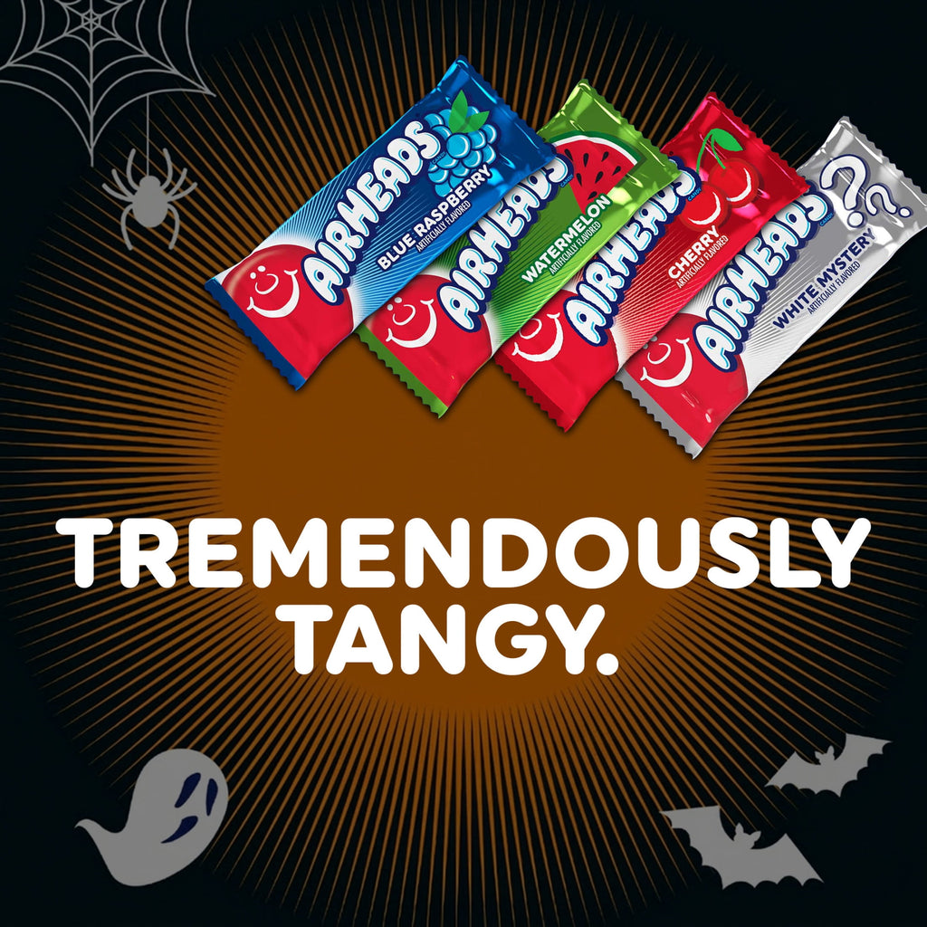 Airheads Halloween Candy Variety Bag, Individually Wrapped Assorted Fruit Mini Bars, Nut Free, 12 oz