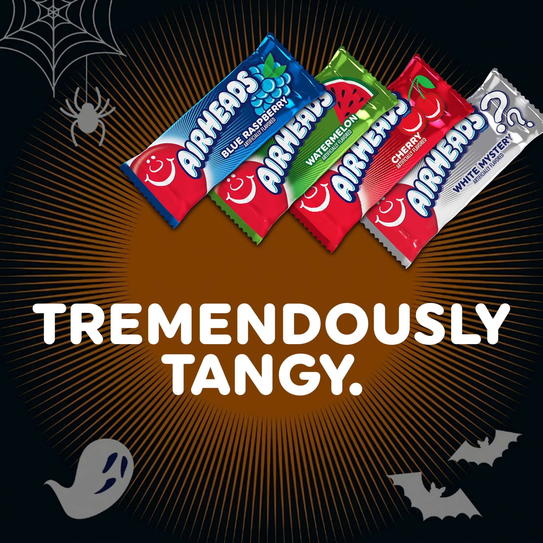 Airheads Halloween Candy Variety Bag, Individually Wrapped Assorted Fruit Mini Bars, Nut Free, 12 oz
