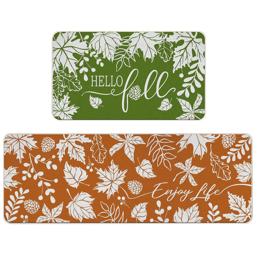 SHENGXINY Halloween Decor Kitchen Rug Set of 2 for Thanksgiving Fall Floor Mat Absorbent Oil Proof Kitchen Mat Entry Door Mat