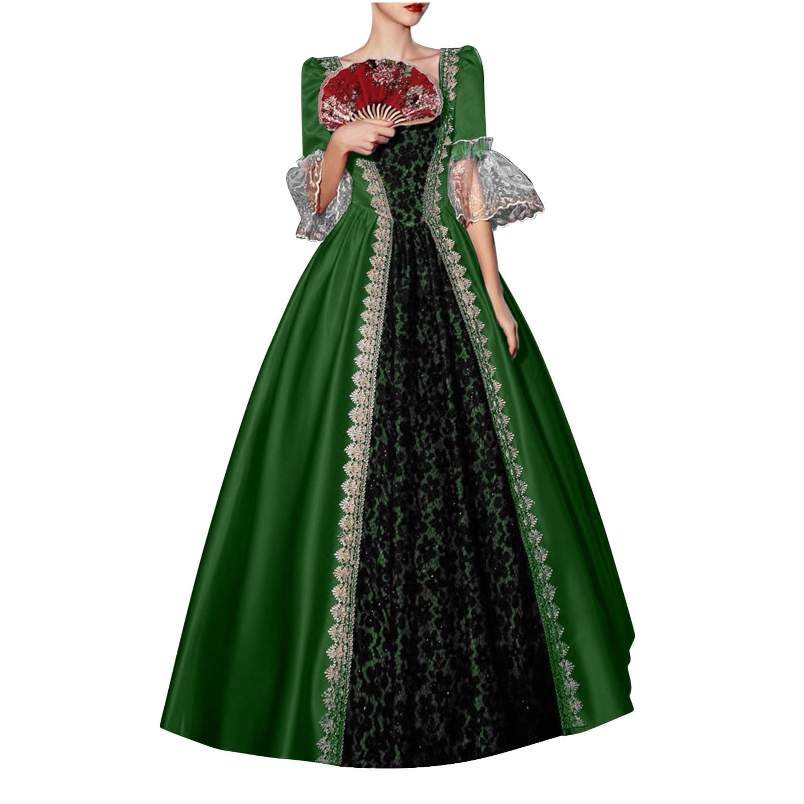UPPADA Plus Size Victorian Dress for Women Lace Up Flare Sleeve Ball Gown with Corset Evening Party Maxi Gowns Vintage Cocktail Dress Wedding Dresses Early