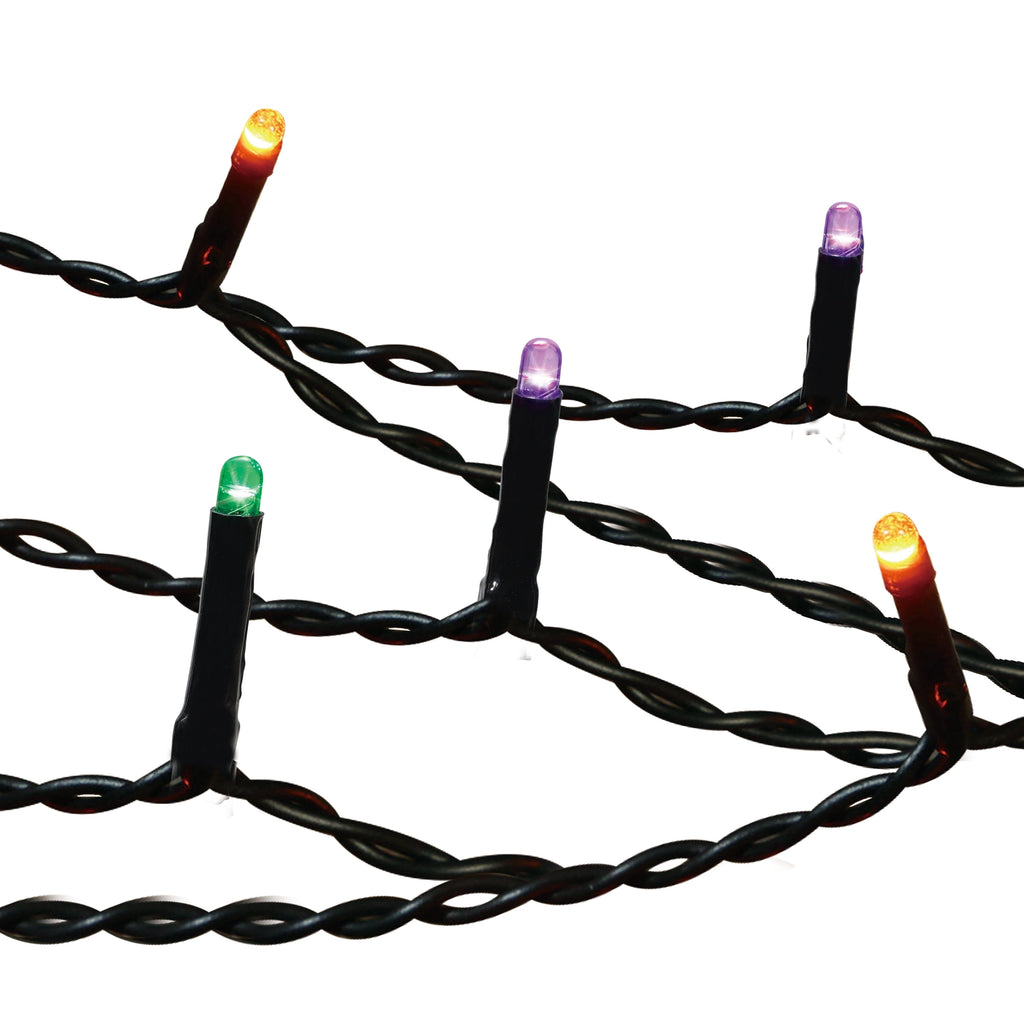 Indoor/Outdoor 100-Count Battery-Operated LED 8-Function Micro String Lights, Orange, 33', Halloween by Way To Celebrate