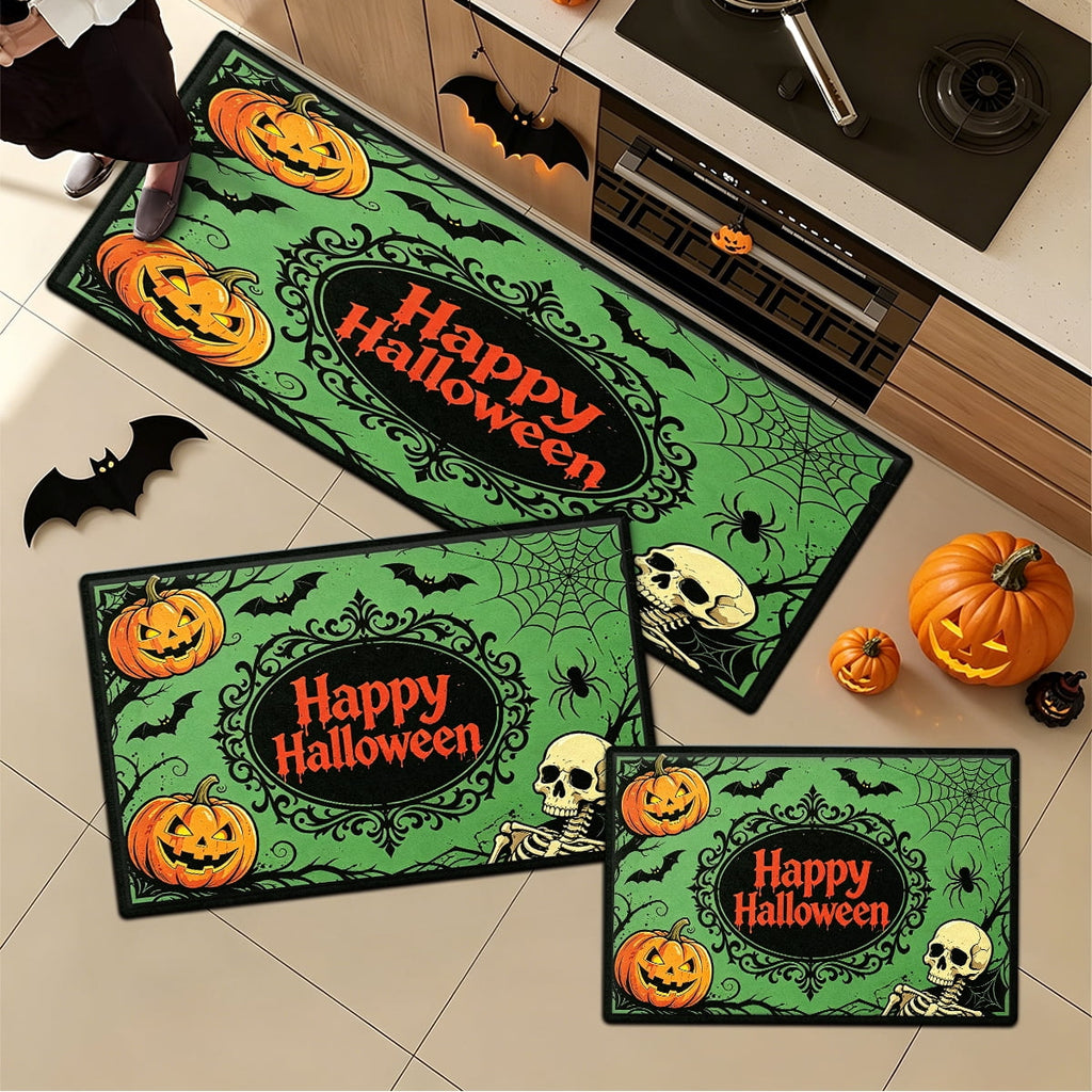 YIMEIS Halloween Pumpkin Lanterns 1Pc Flannel Mat and Kitchen Rugs,Soft Non-slip,Perfect for Home Bathroom