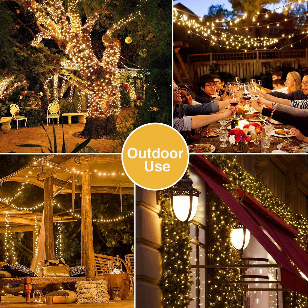 JMEXSUSS 2 Pack Solar String Lights Outdoor, 100 LED 42.7ft White Solar Lights Outdoor Waterproof, 8 Modes Green Wire Solar Christmas Lights for Garden, Wedding, Party, Christmas Tree Decoration