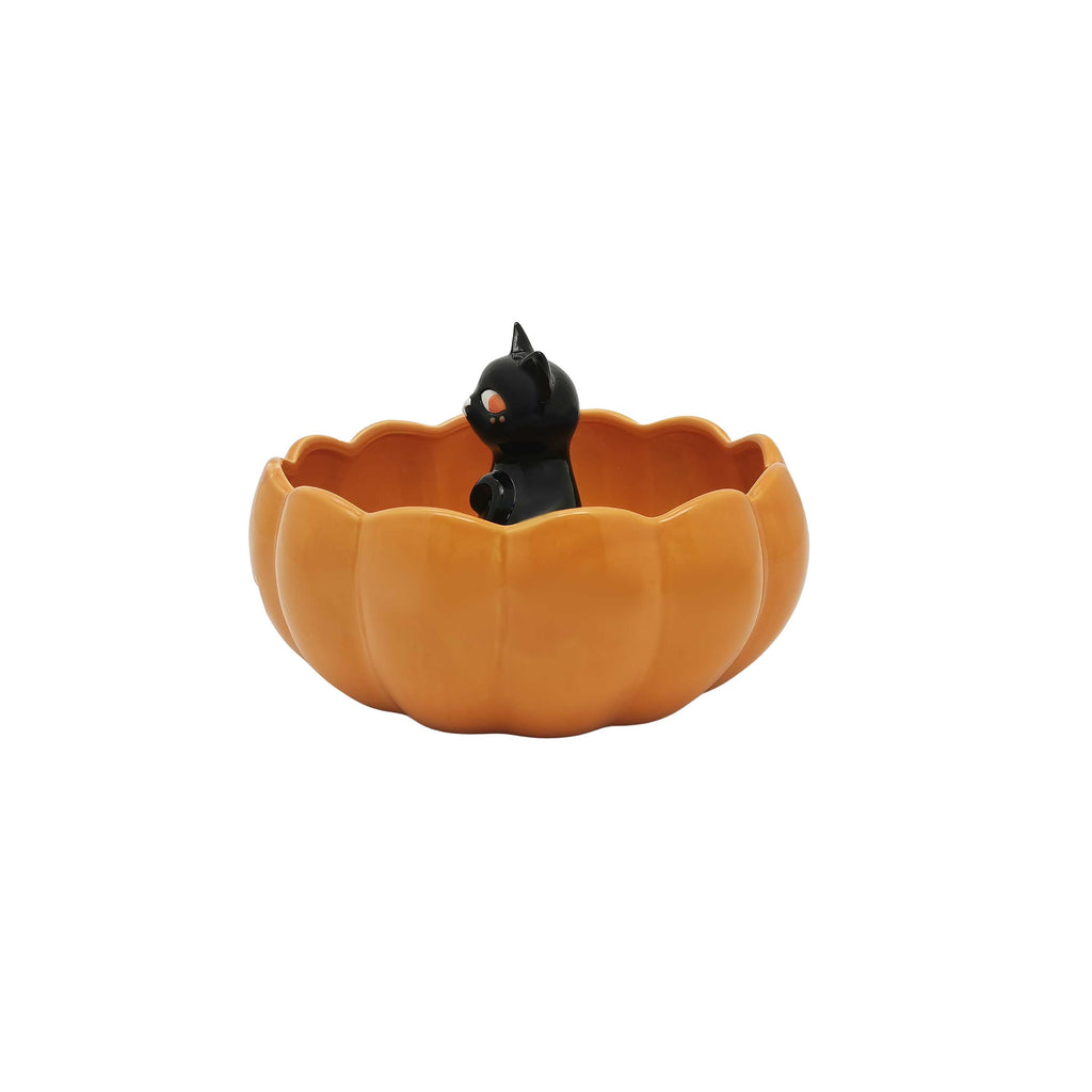 Way to Celebrate Halloween Cat in Pumpkin Ceramic Serve Bowl