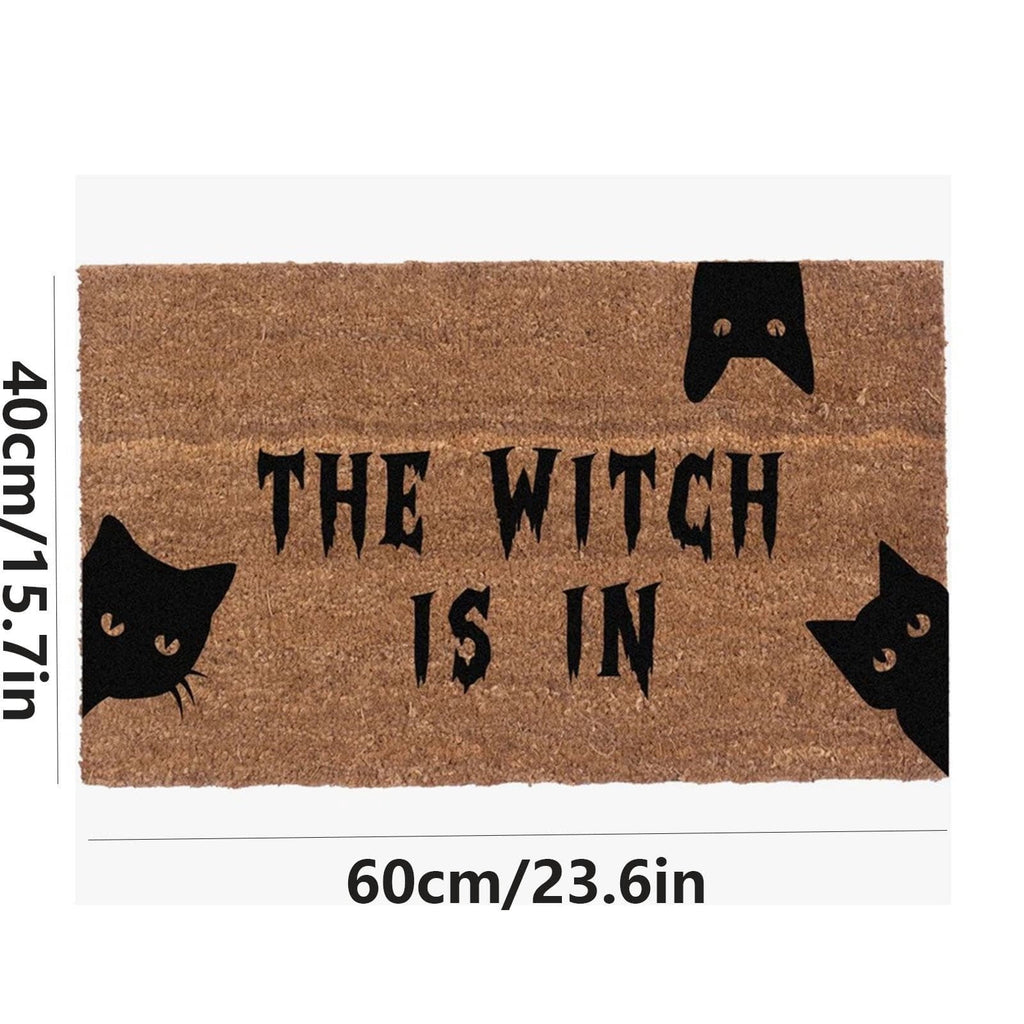 Halloween Black Cat Doormat Outdoor 23x15 Inch, Funny Welcome Mat | Non-Slip PVC Backing, No-bleed Stays Vibrant in Covered Outdoor Areas