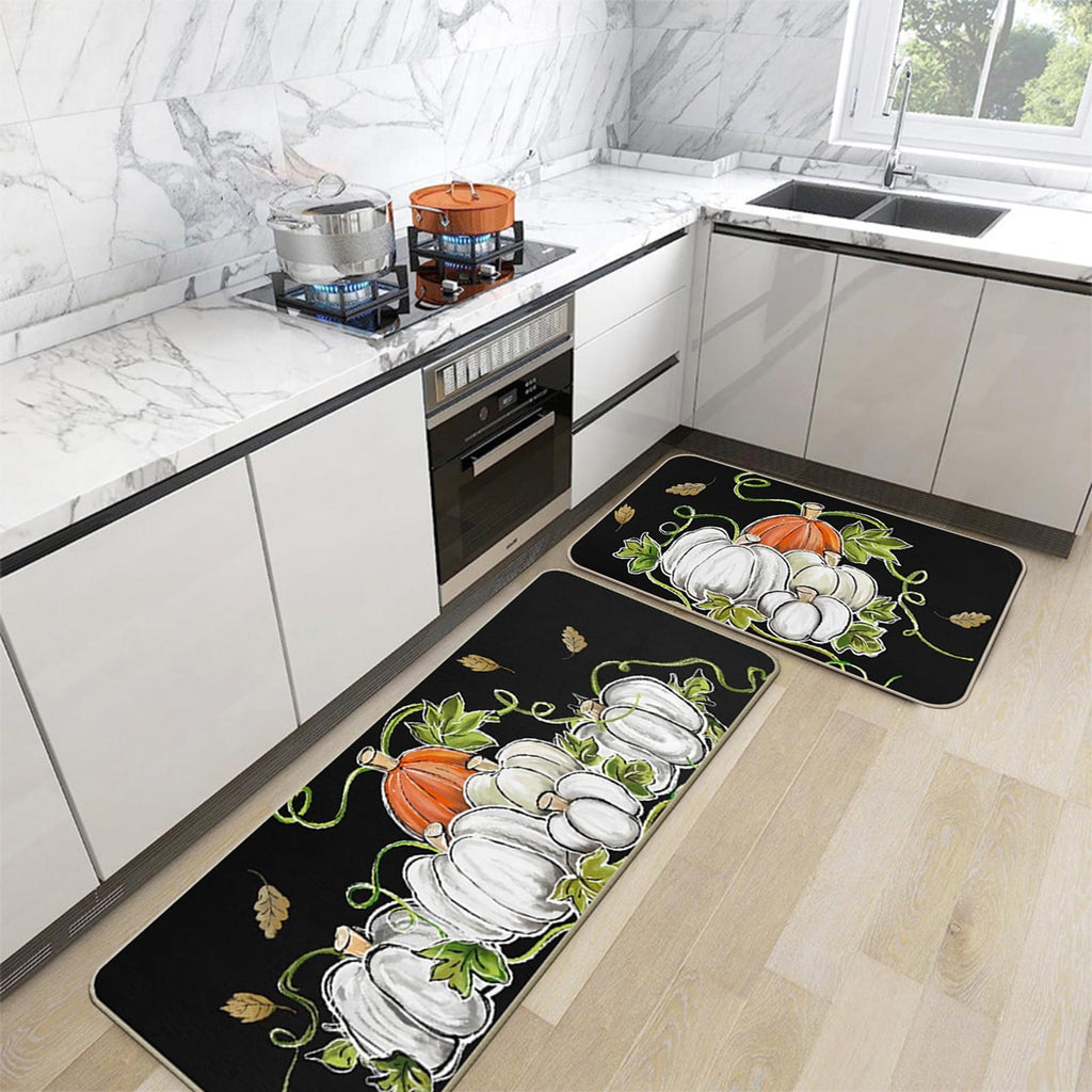 Zhourta Halloween Fall Plaid Outdoor Rug Orange Plaid Outdoor Rug Cotton Hand Woven Check Rug Layered Doormats for Front Door Front Porch Farmhouses Entryway Patio 15.7x23.6 Inch