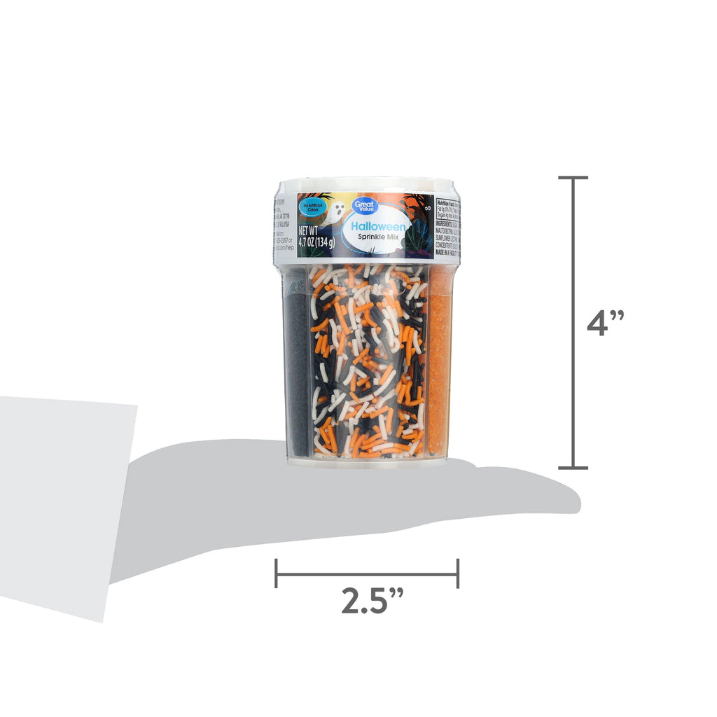 Great Value Halloween 4-Cell Decorating Sprinkle Mix, 4.7 oz