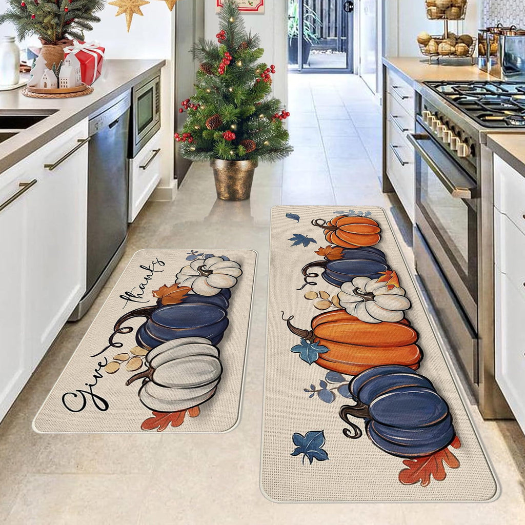 Stijggn Halloween Kitchen Mats for Floor Halloween Rugs Halloween Thanksgiving Decorations Doormat, Welcome Mats for Front Door,Spooky Outdoor Mats for Home Decor Holiday Decorative