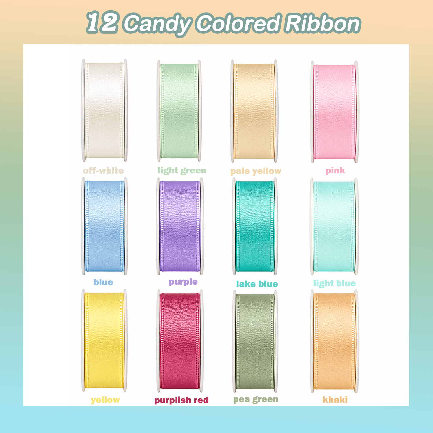 Yarniss Satin Ribbon Roll, 3/8 Inch, Double Faced Polyester, 20 Rolls, 100 Yards, for Crafts & Gift Wrapping