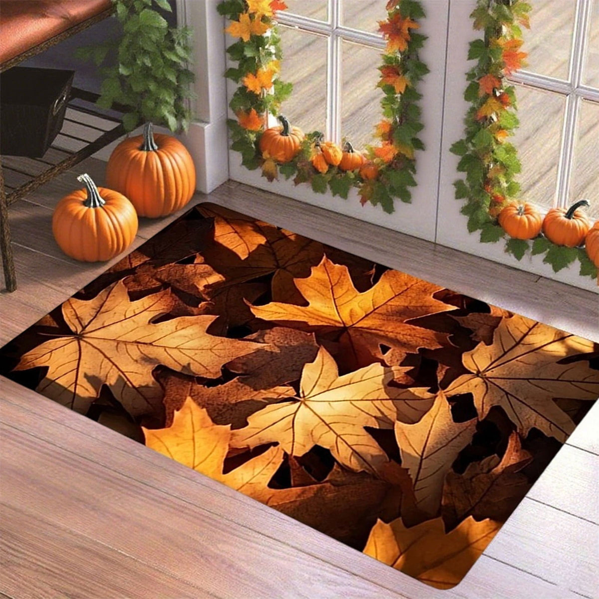 Twfbrm Fall Welcome Doormat, Fall Decorations for Home, 16"x24" Maple Leaves Pattern Floor Mat, Non-Slip Absorbent Entrance Rug Autumn Decorative Front Door Carpet for Thanksgiving Halloween