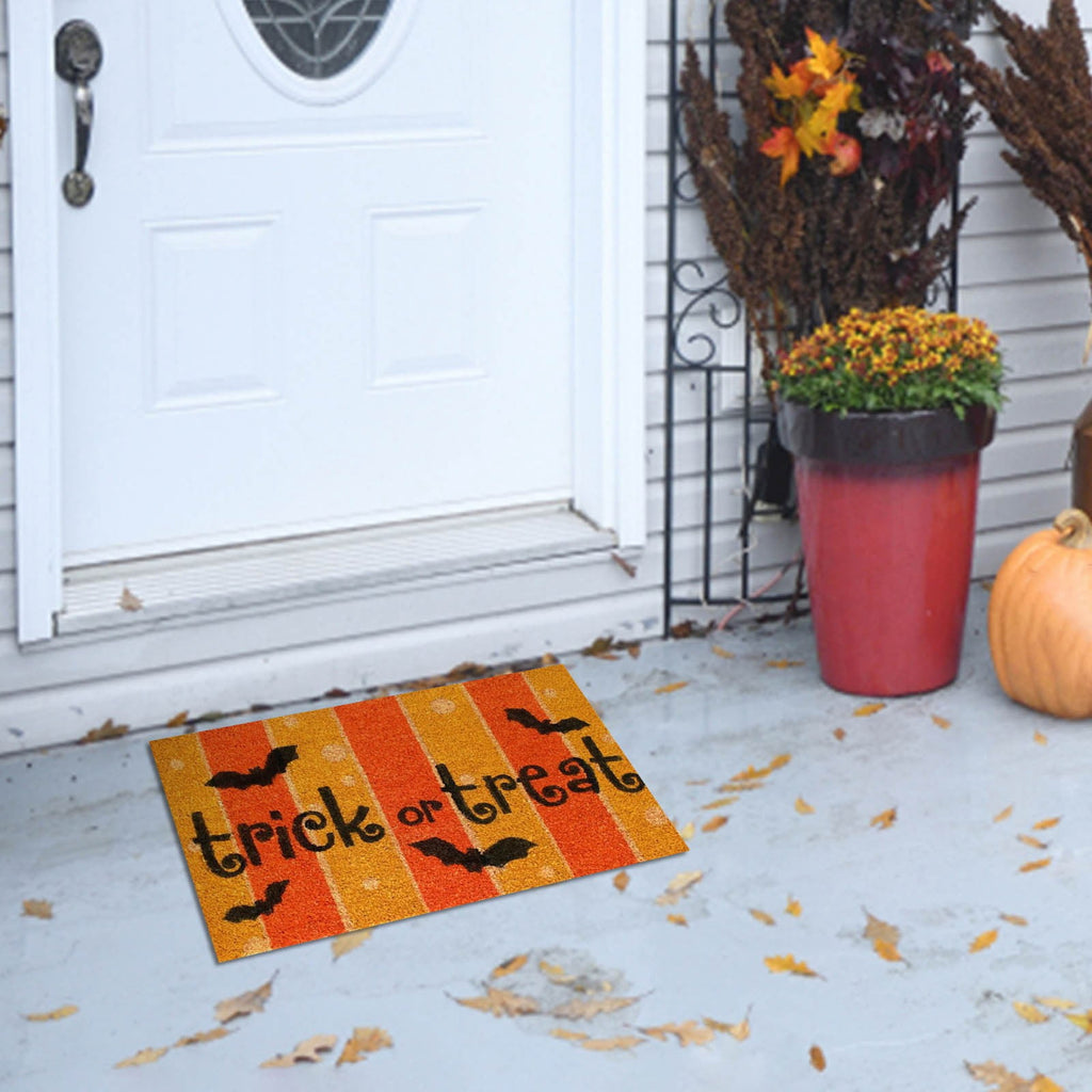 Wovilon Halloween Area Rug Doormat, Black Castle Front Door Mat Non Slip Rubber Backing, Happy Halloween Orange Indoor Outdoor Entrance Mats, Halloween Home Decor Outdoor Rug, 16 X 24 Inches
