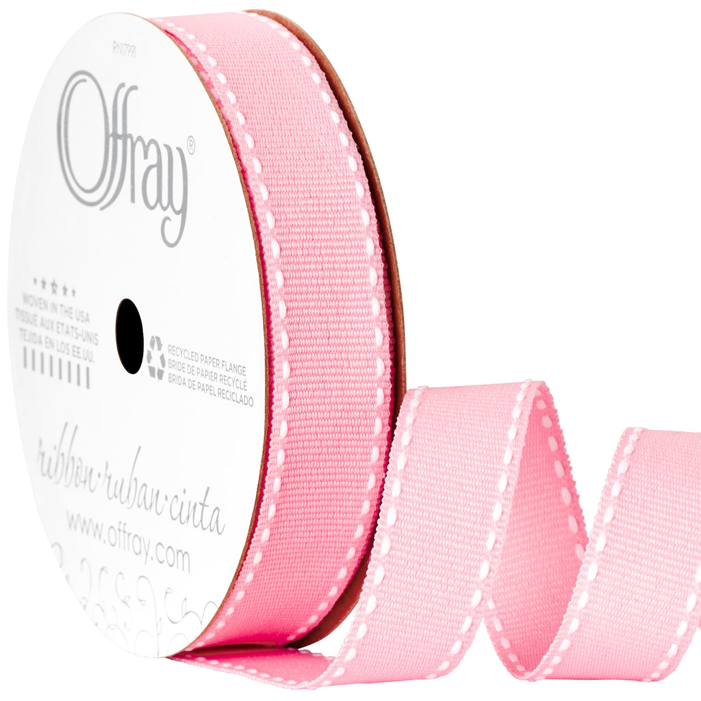 (3 pack) Offray Ribbon, Black and White 5/8 inch Grosgrain Polyester Ribbon, 9 feet