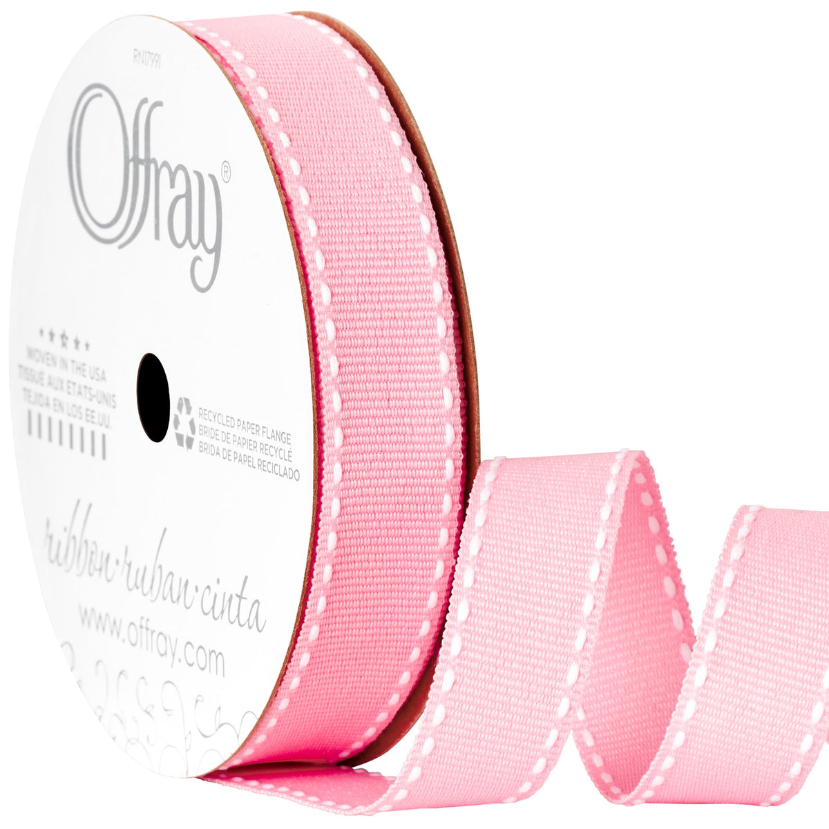 (3 pack) Offray Ribbon, Black and White 5/8 inch Grosgrain Polyester Ribbon, 9 feet