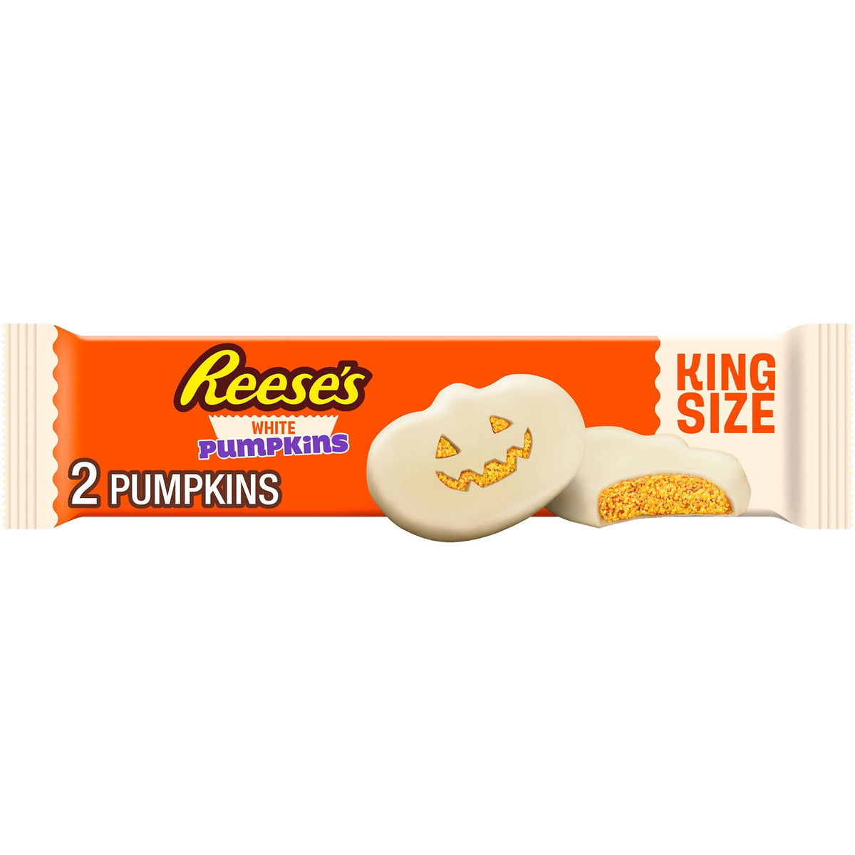 Reese's White Creme King Size Peanut Butter Pumpkins, Halloween Candy Pack, 2.4 oz