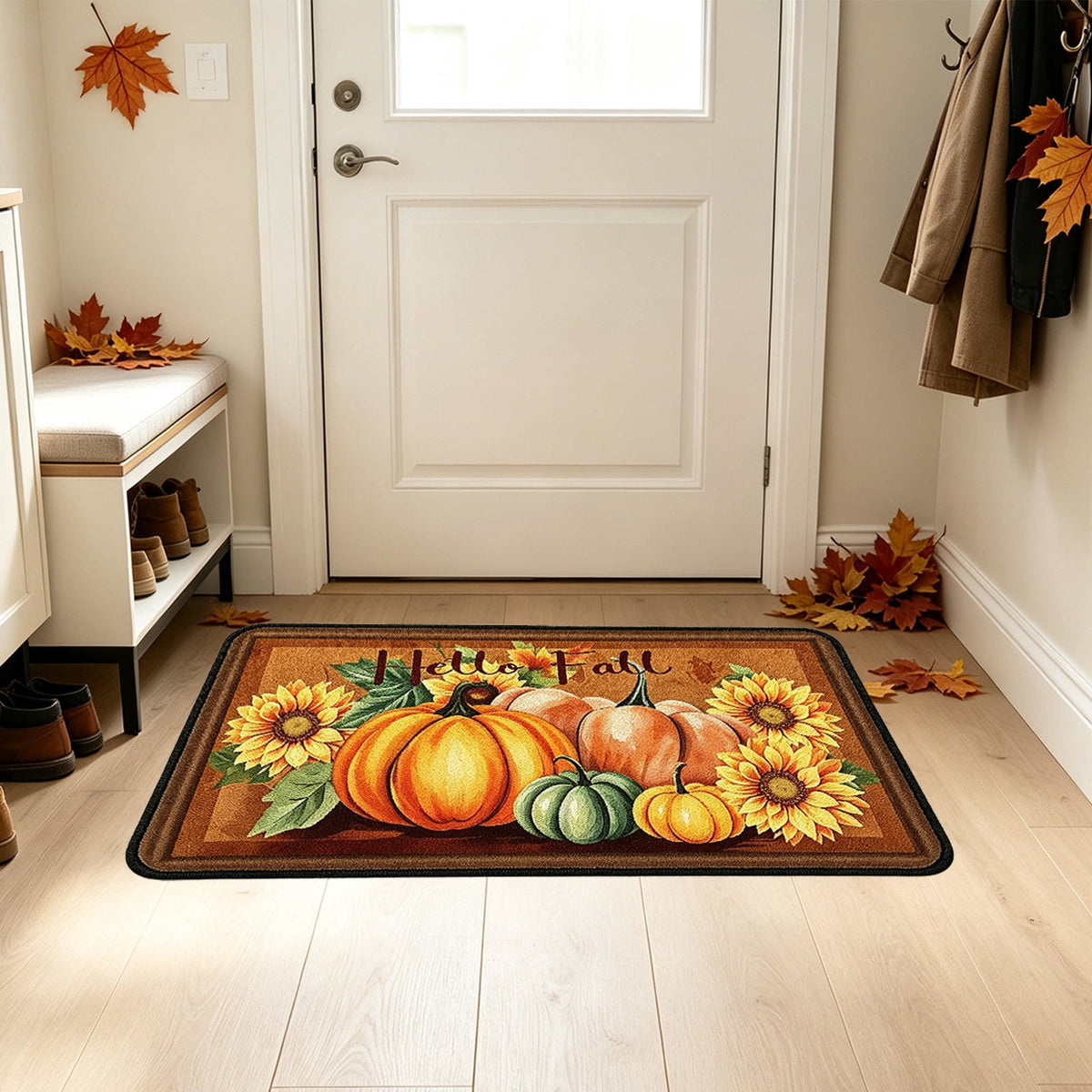 Autumn Door Mat for Entryway, 16x24 Inch, Fall-Themed Floor Doormat for Home Decor, Non-Slip Rug Mat for Living Room, Kitchen, Bedroom, Gifts for Fall Lovers (E)