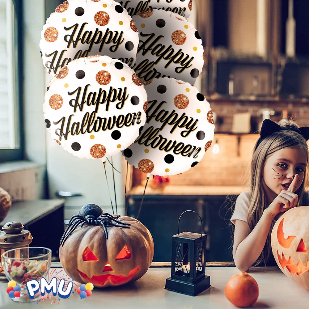 PMU Halloween Party Decoration "Happy Halloween" Jack Faces Aglow 18 Inch Mylar-Foil Balloon (1pkg) Pkg/1