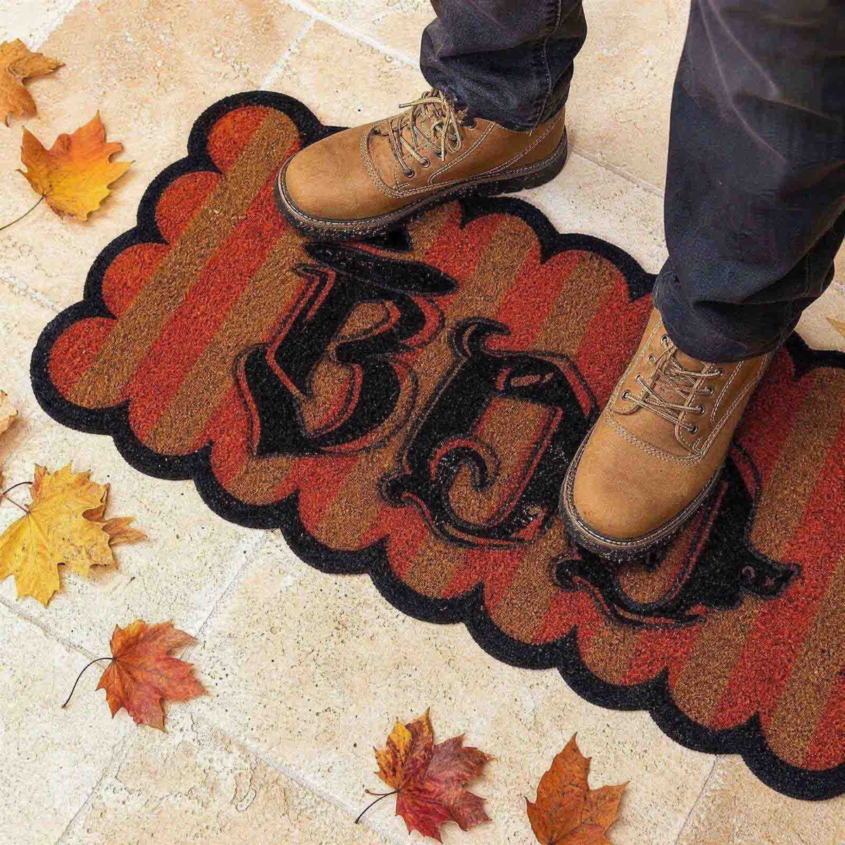 PYURTEP Halloween Door Mat Pumpkin Bat Pattern Entryway Doormats Non-Slip Indoor Outdoor Welcome Mat for Halloween Decor
