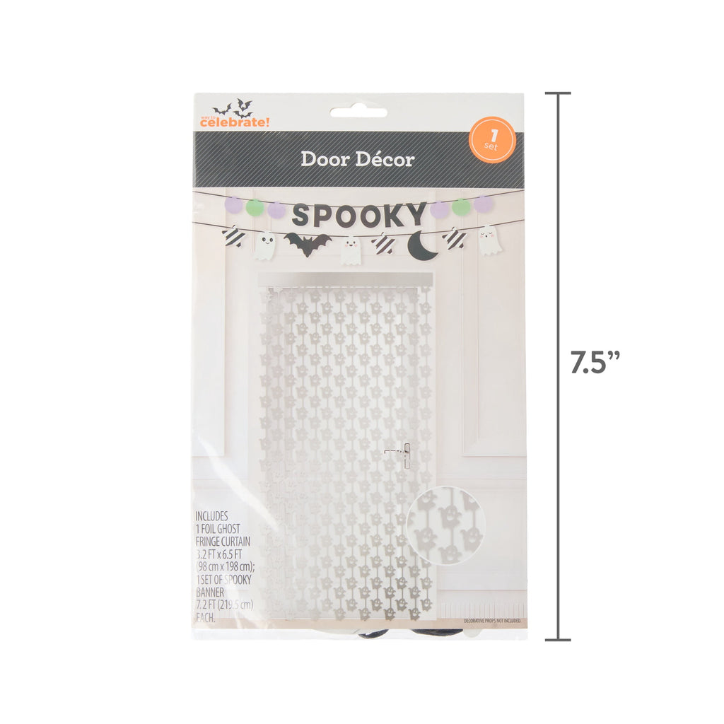Spooky Bats and Ghosts Fringe Door Decoration, Silver and Black, Halloween by Way To Celebrate
