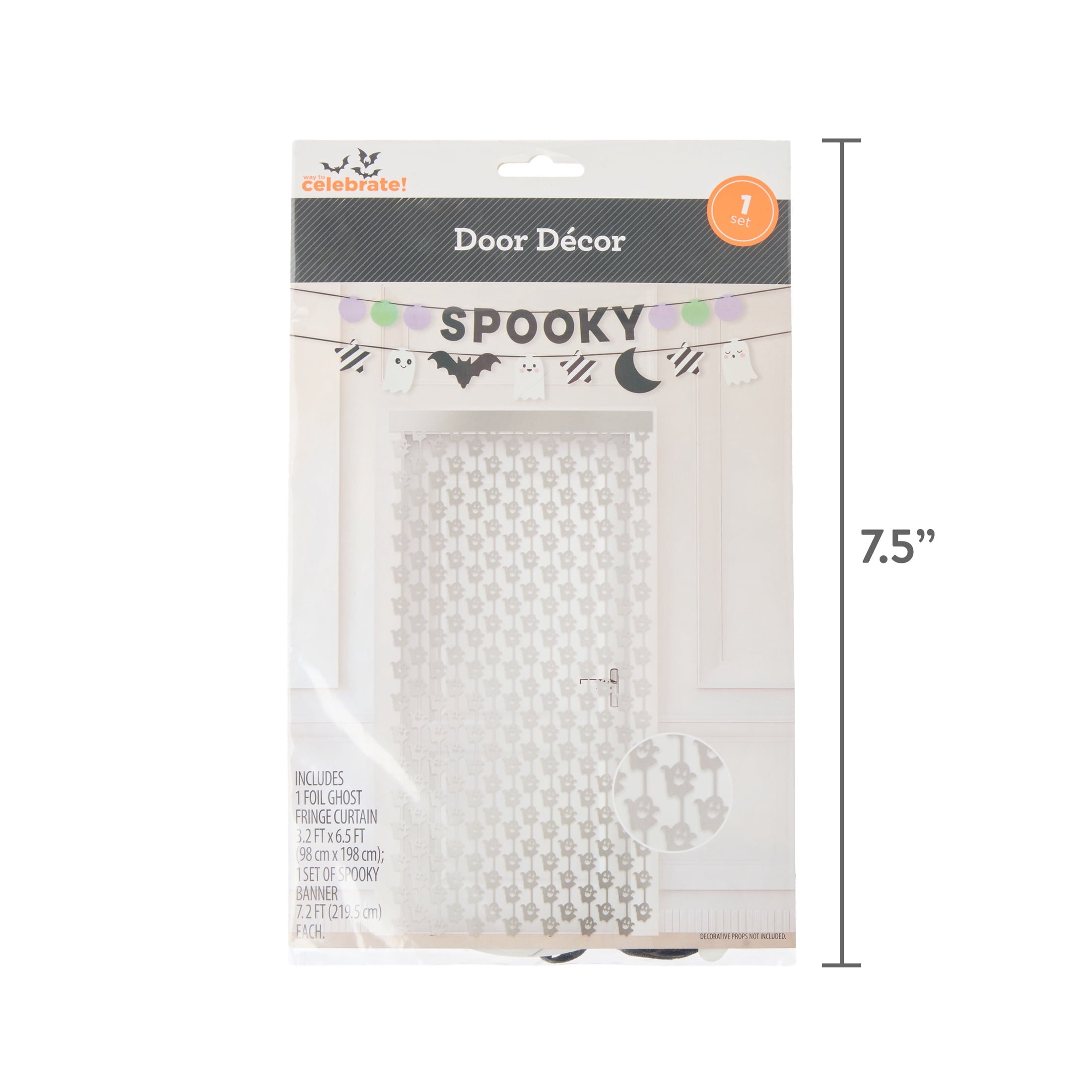 Spooky Bats and Ghosts Fringe Door Decoration, Silver and Black, Halloween by Way To Celebrate