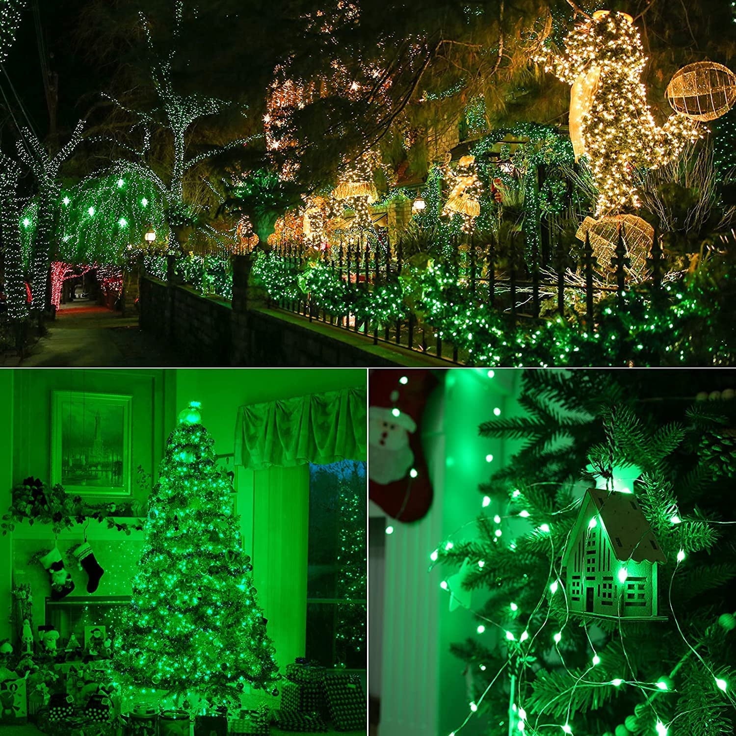 Purple Solar Fairy Lights Outdoor Waterproof, 4 Packs Each 33ft 100 LED Solar String Lights, 8 Modes Silver Wire Solar Twinkle Lights for Halloween Christmas Patio Garden