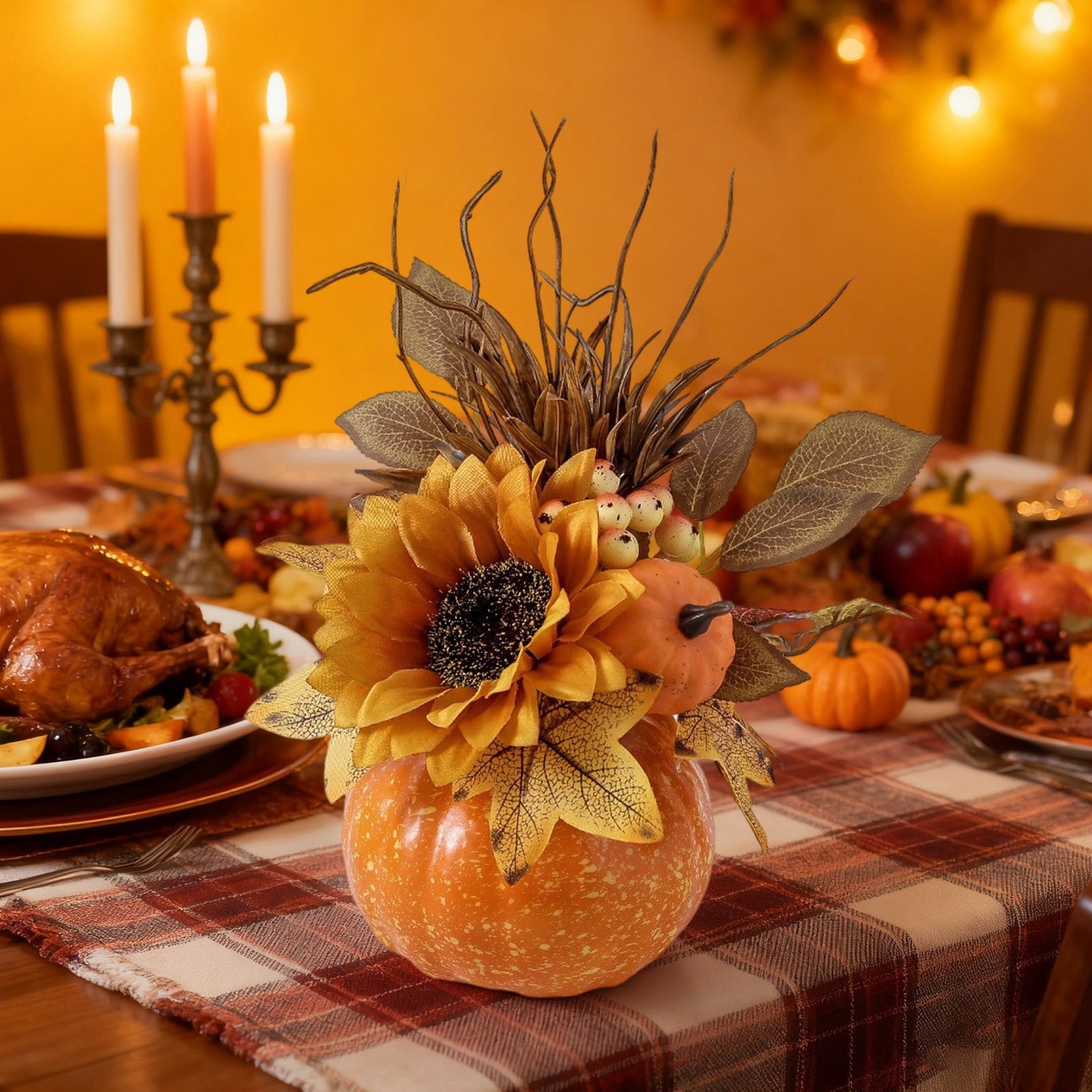 XGFHYJEH Halloween Decorations LED Candle Lights, 3pc Pumpkin Lantern, Halloween Indoor Decor, Halloween Table Decoration Ornament for Home Room Party