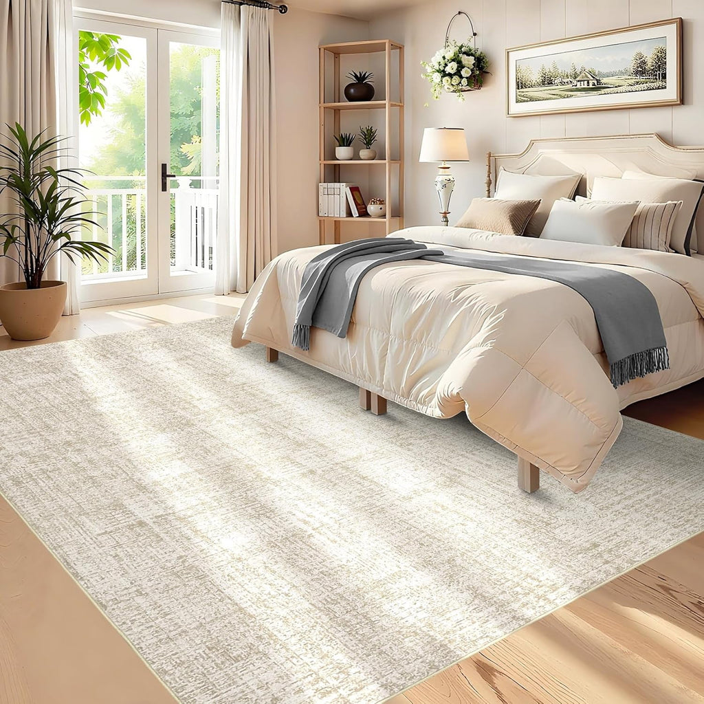 Modern Runner Rugs 2x6 Narrow Solid Color Hallway Rugs, Non-Shedding Low Pile Accent Carpet, Foldable Ultra-Thin Indoor Floor Cover for Laundry Room, Bedroom, Kitchen, Beige Brown