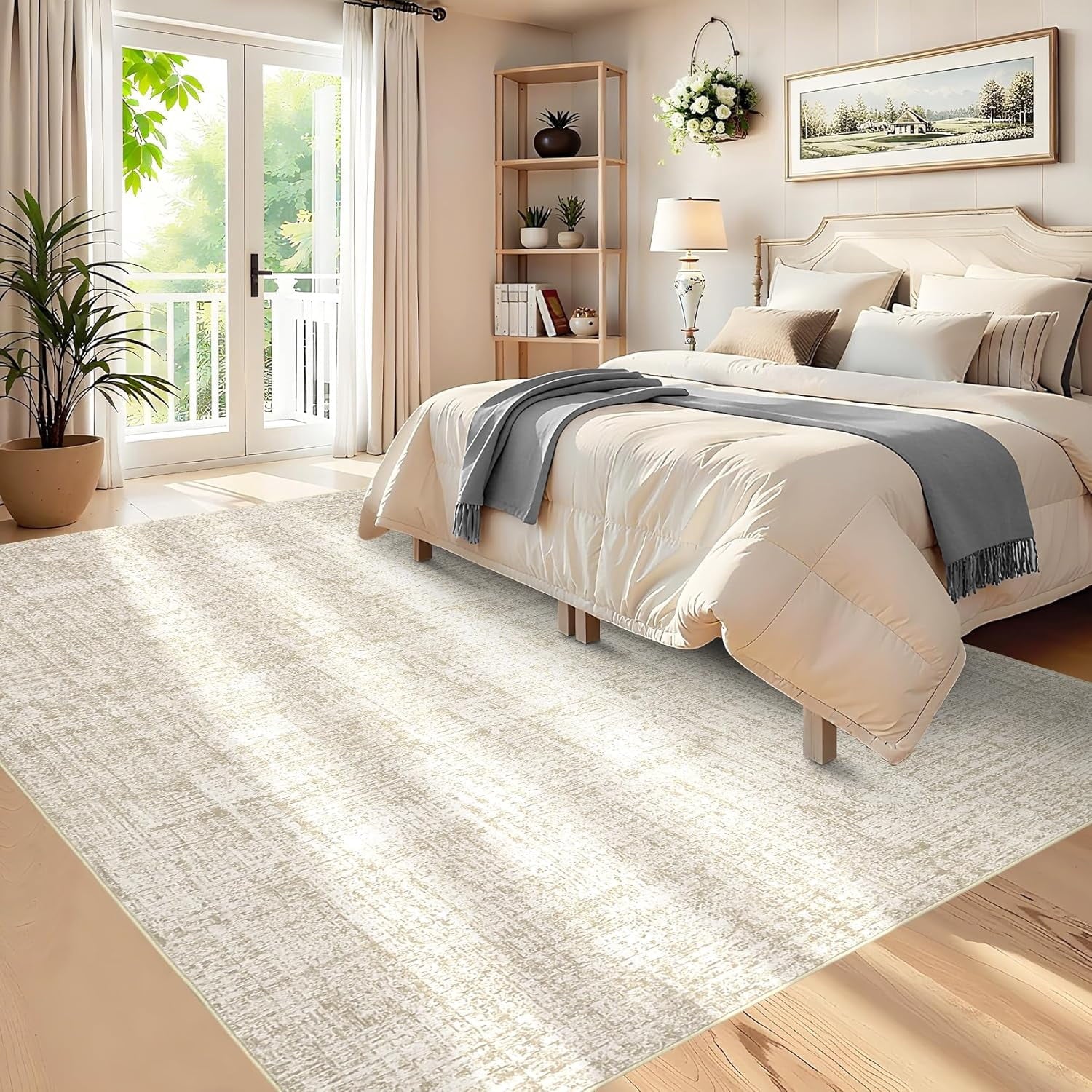 Modern Runner Rugs 2x6 Narrow Solid Color Hallway Rugs, Non-Shedding Low Pile Accent Carpet, Foldable Ultra-Thin Indoor Floor Cover for Laundry Room, Bedroom, Kitchen, Beige Brown