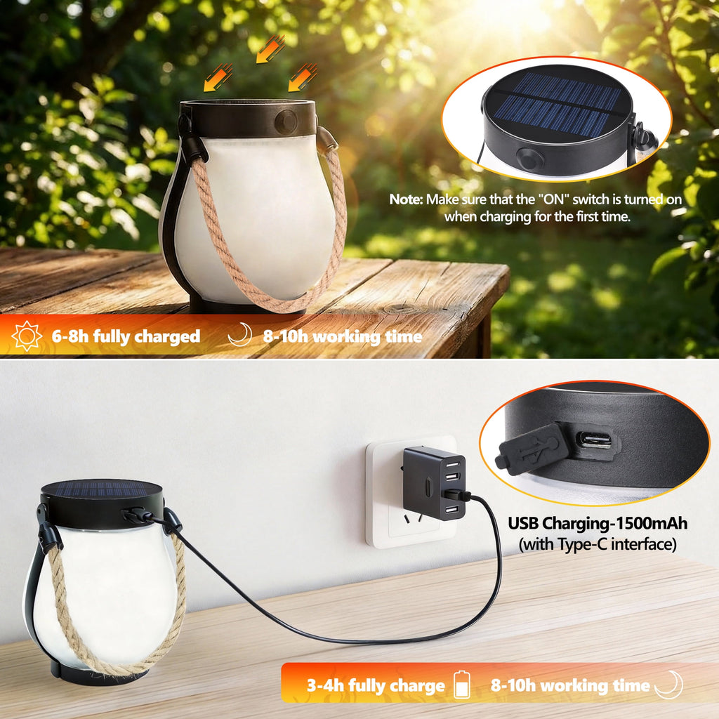 Ceevoo 2 Pack Solar Lanterns Outdoor, Flikering Flame Solar Hanging Lantern Lights Waterproof for Garden Patio Yard Halloween Decorations