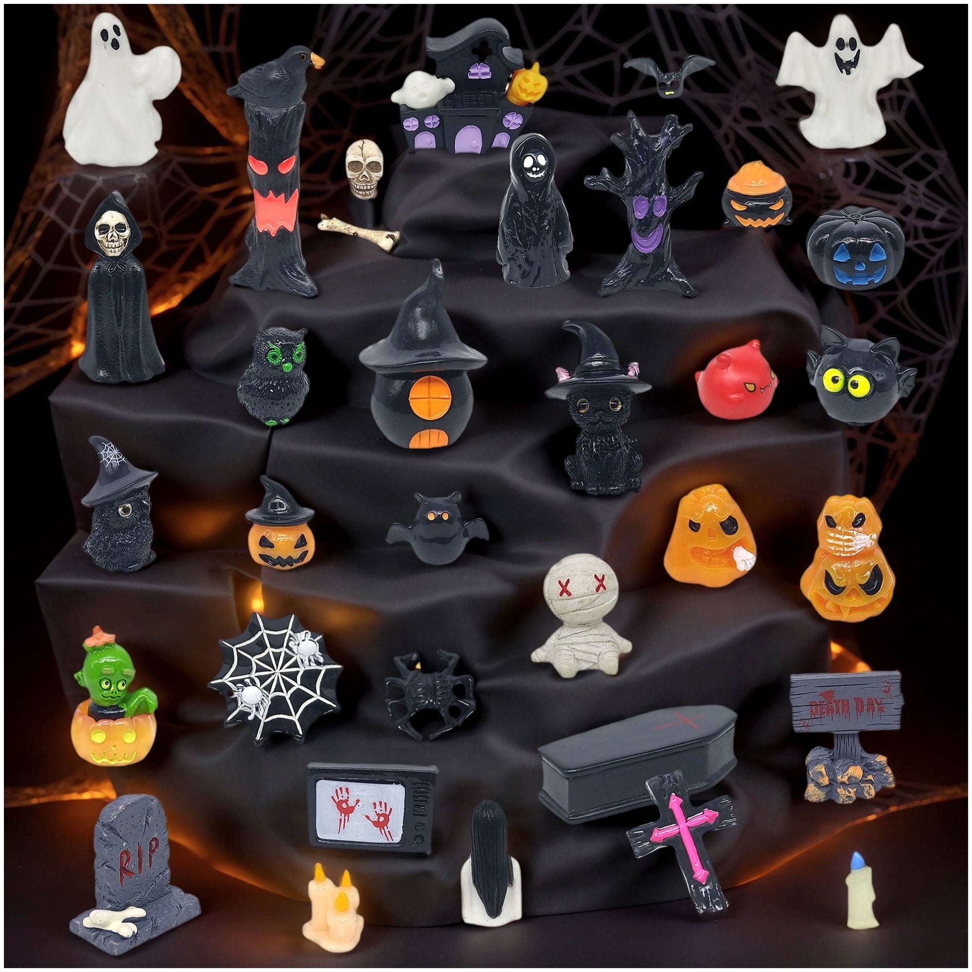 NIBERDA Halloween Miniature Ghosts Resin Plastic Figurines, Set of 35