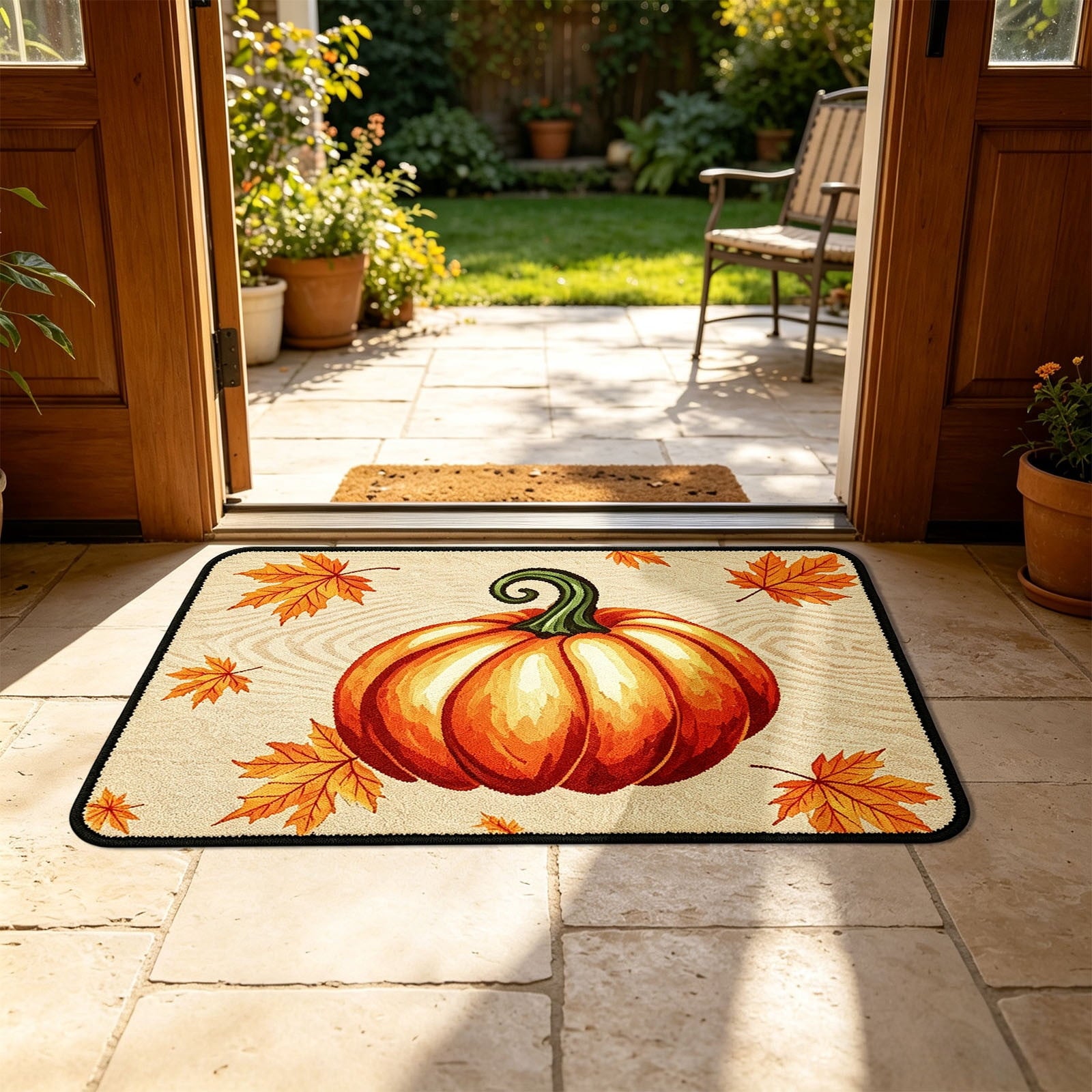 Autumn Door Mat for Entryway, 16x24 Inch, Fall-Themed Floor Doormat for Home Decor, Non-Slip Rug Mat for Living Room, Kitchen, Bedroom, Gifts for Fall Lovers (E)