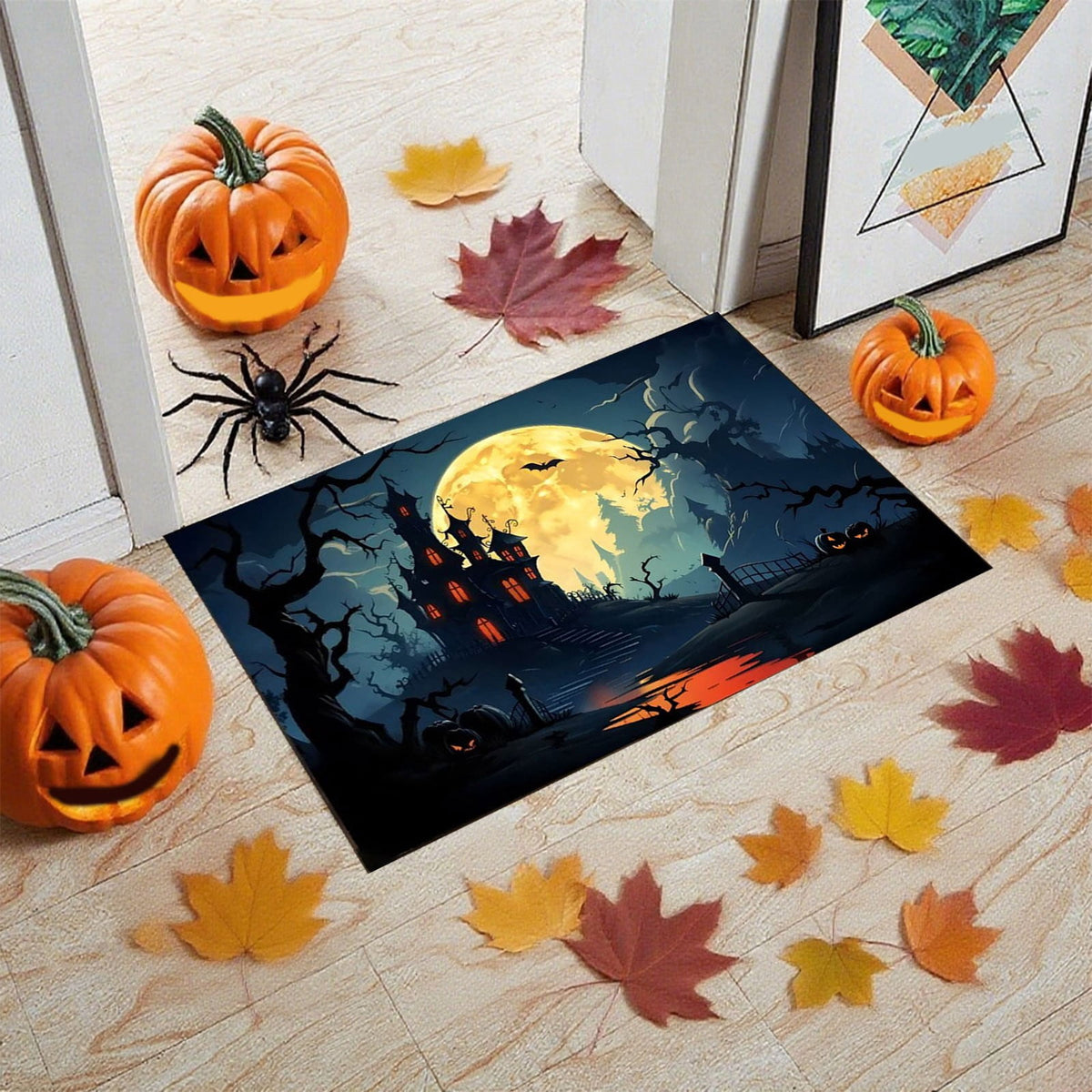 Vggrvlo Under5 Halloween Kitchen Rugs Mats for Floor Non Slip Extra Thick Chenille Door Mat Machine Washable Bath Mats Halloween Decorations