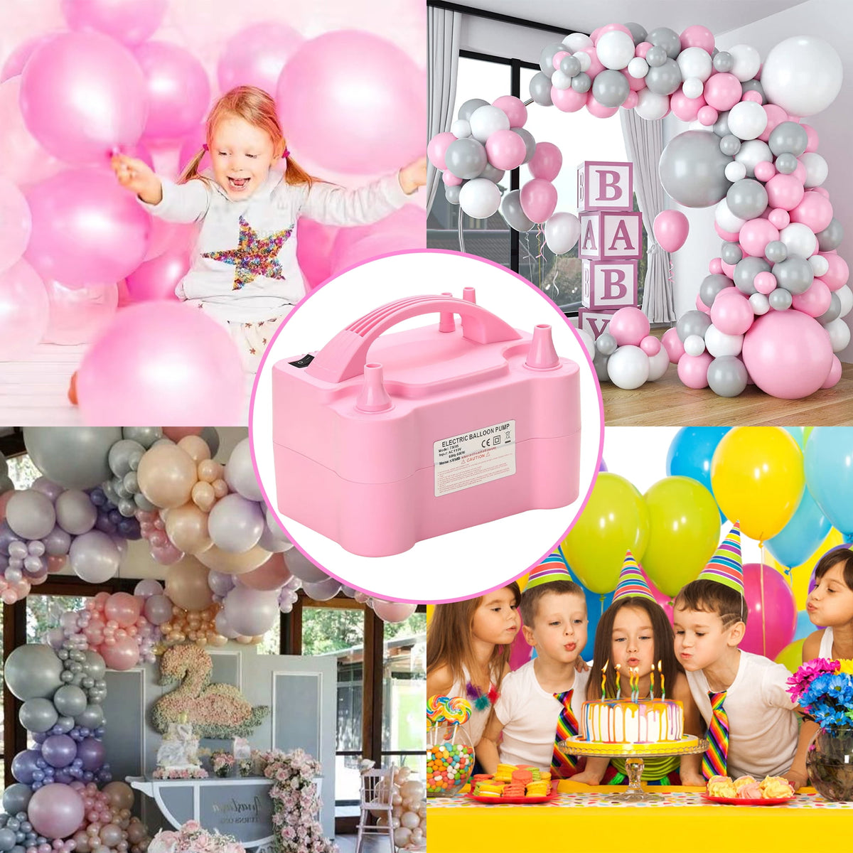 Electric Balloon Pump, Portable Dual Nozzle Blower Air Balloon Pump & Inflator for All Balloons Party Wedding Decoration