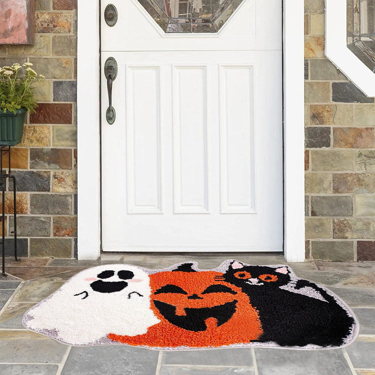 Wadada Pumpkin Halloween Welcome Doormats Rugs, 24X16 inch Pumpkin Carpet Pad Entrance Blanket Bedside Blanket Small and Cute Decorative Carpet Pumpkin Ghost Doormat Halloween Decorations